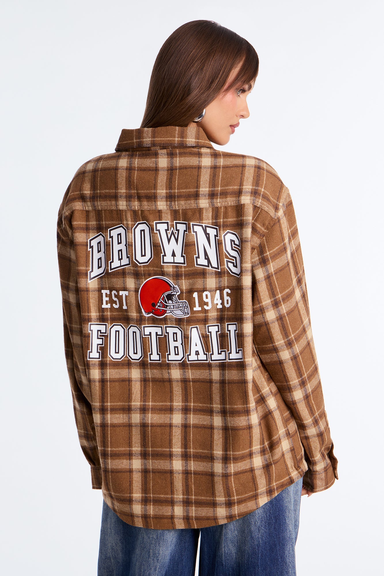 NFL Cleveland Browns Plaid Flannel - Brown/combo