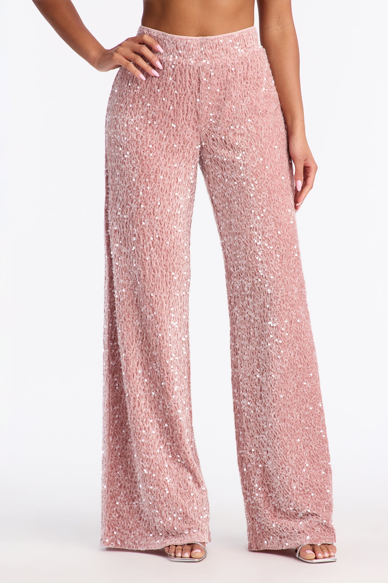 Aria Sequin Wide Leg Pant 32″ - Pink
