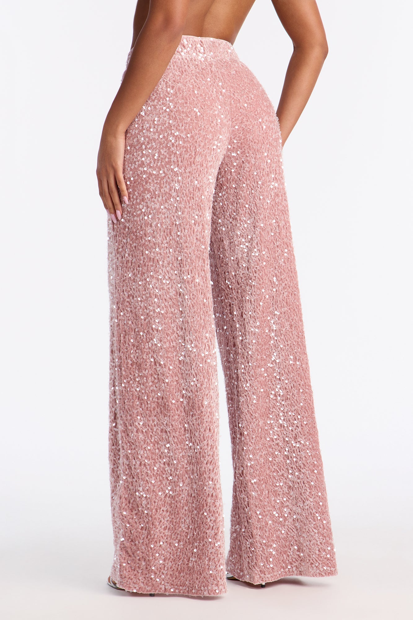 Aria Sequin Wide Leg Pant 32″ - Pink