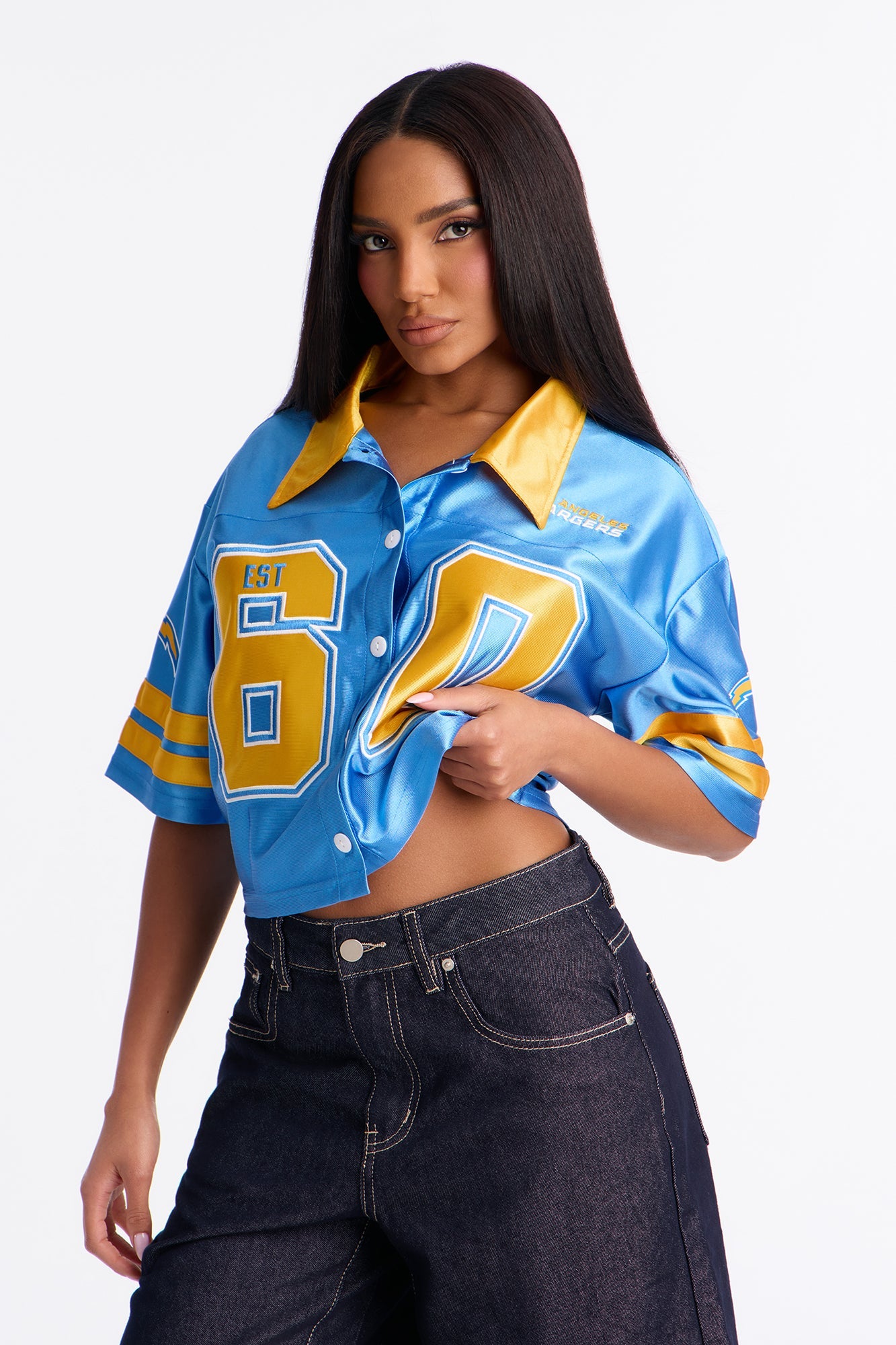 NFL LA Chargers Cropped Shirt - Blue/combo