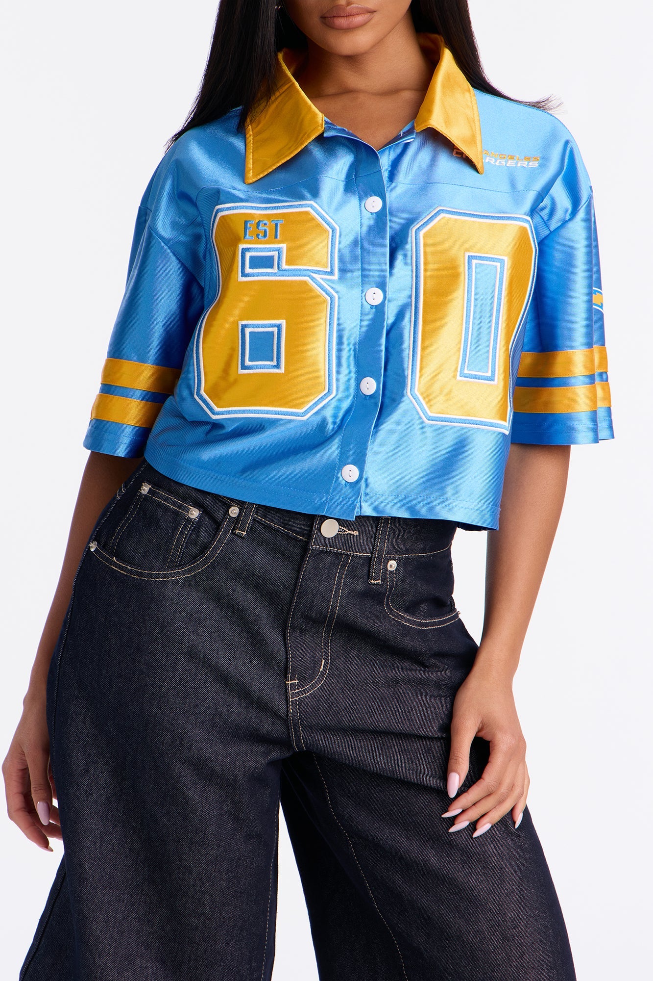 NFL LA Chargers Cropped Shirt - Blue/combo
