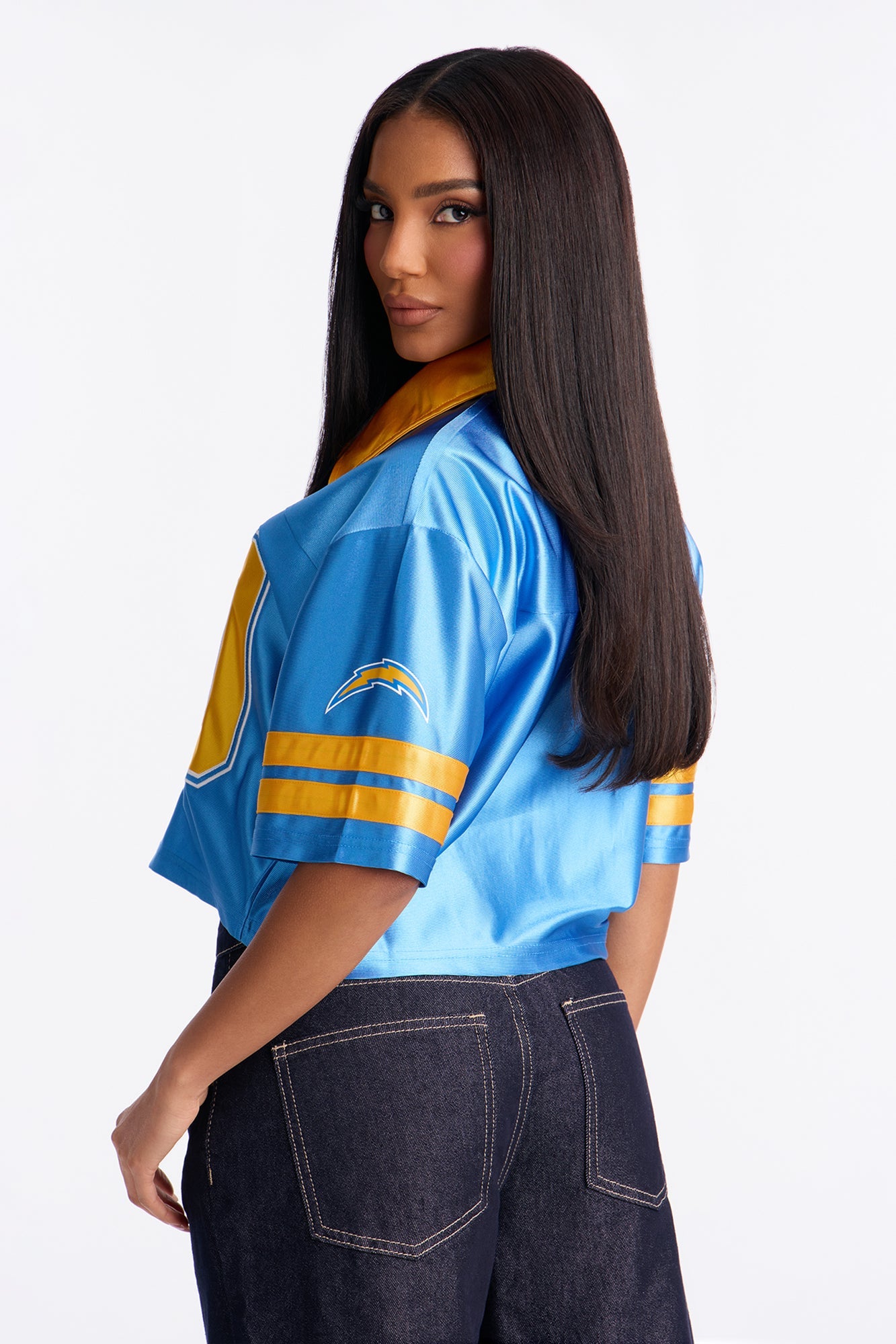 NFL LA Chargers Cropped Shirt - Blue/combo