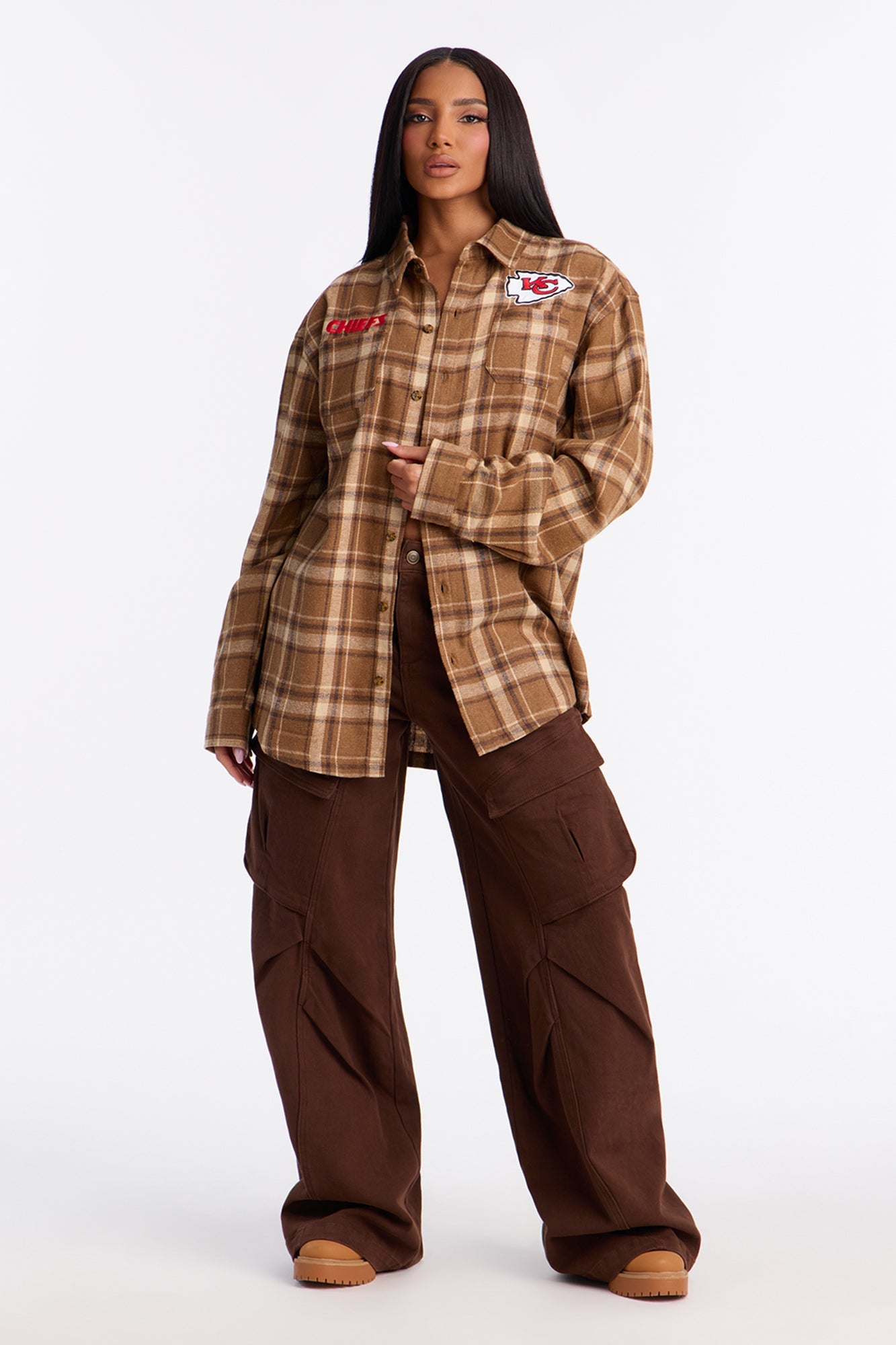 NFL Kansas City Chiefs Plaid Flannel - Brown/combo