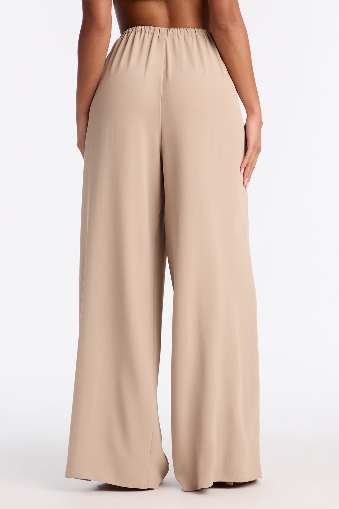 Cara Mid Rise Wide Leg Pant 32″ - Taupe
