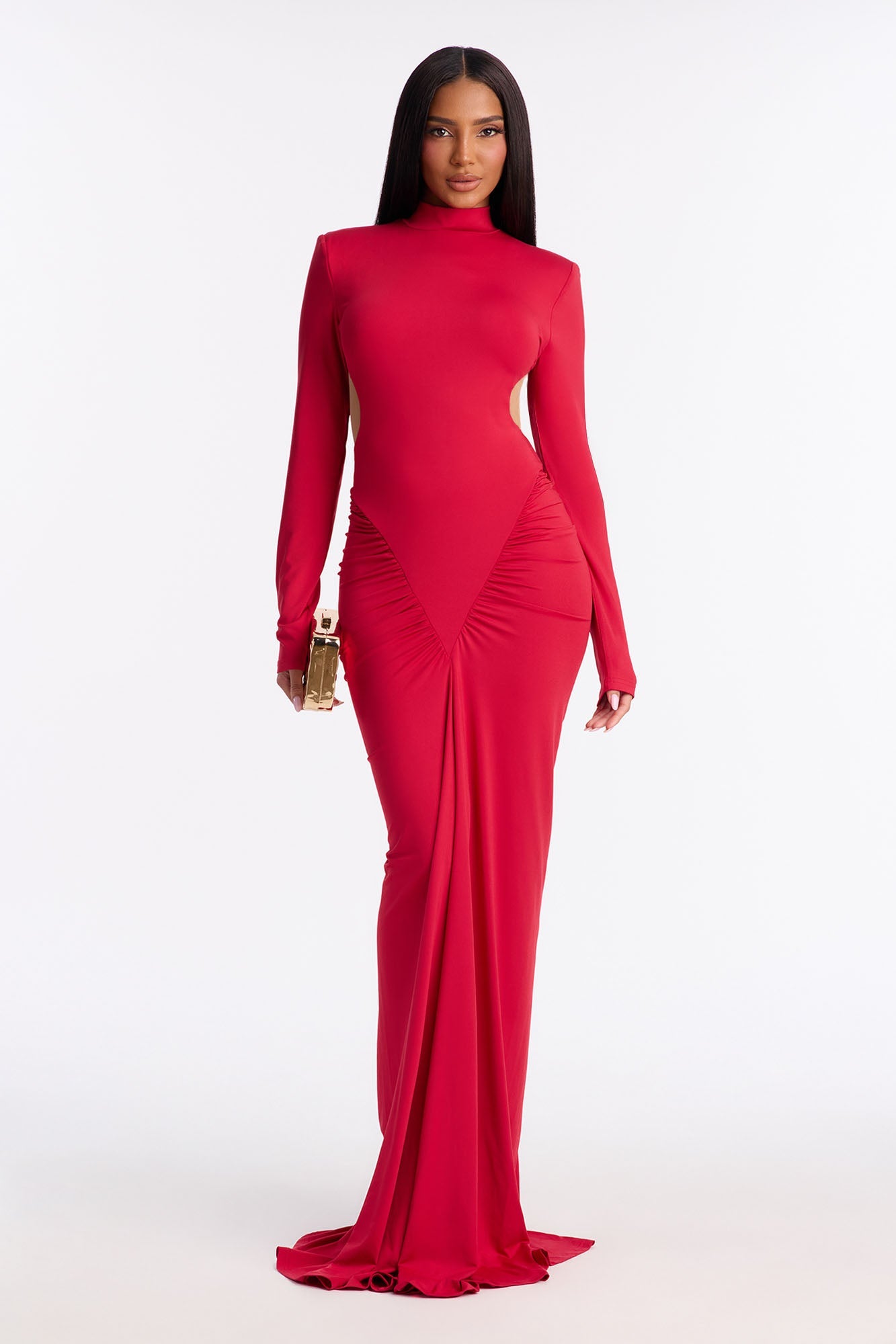 Always Serving Ruched Gown - Red