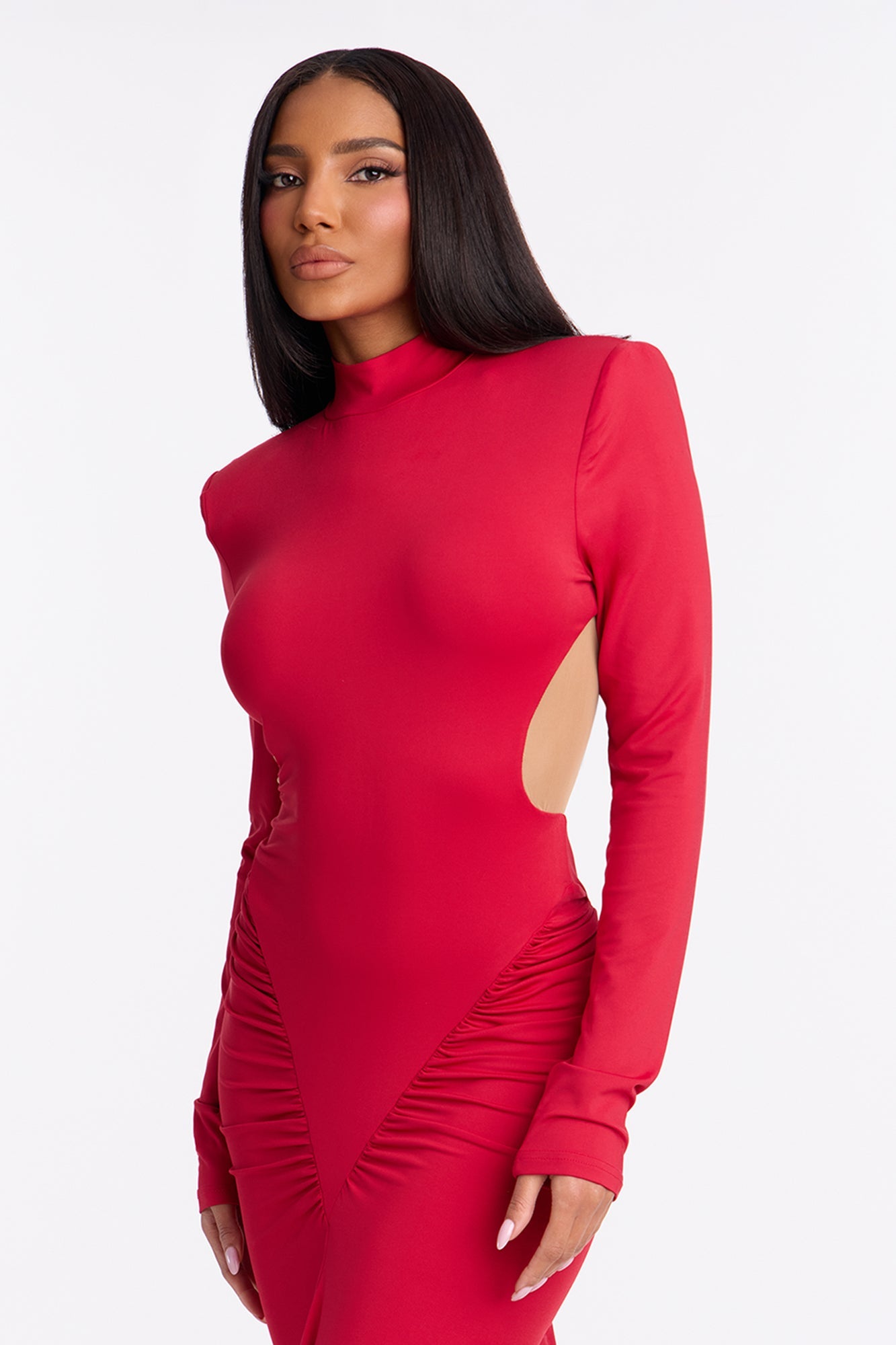 Always Serving Ruched Gown - Red