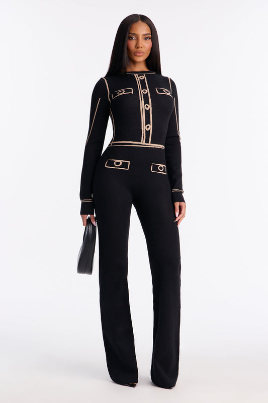 Rosie Sweater Long Sleeve Jumpsuit - Black