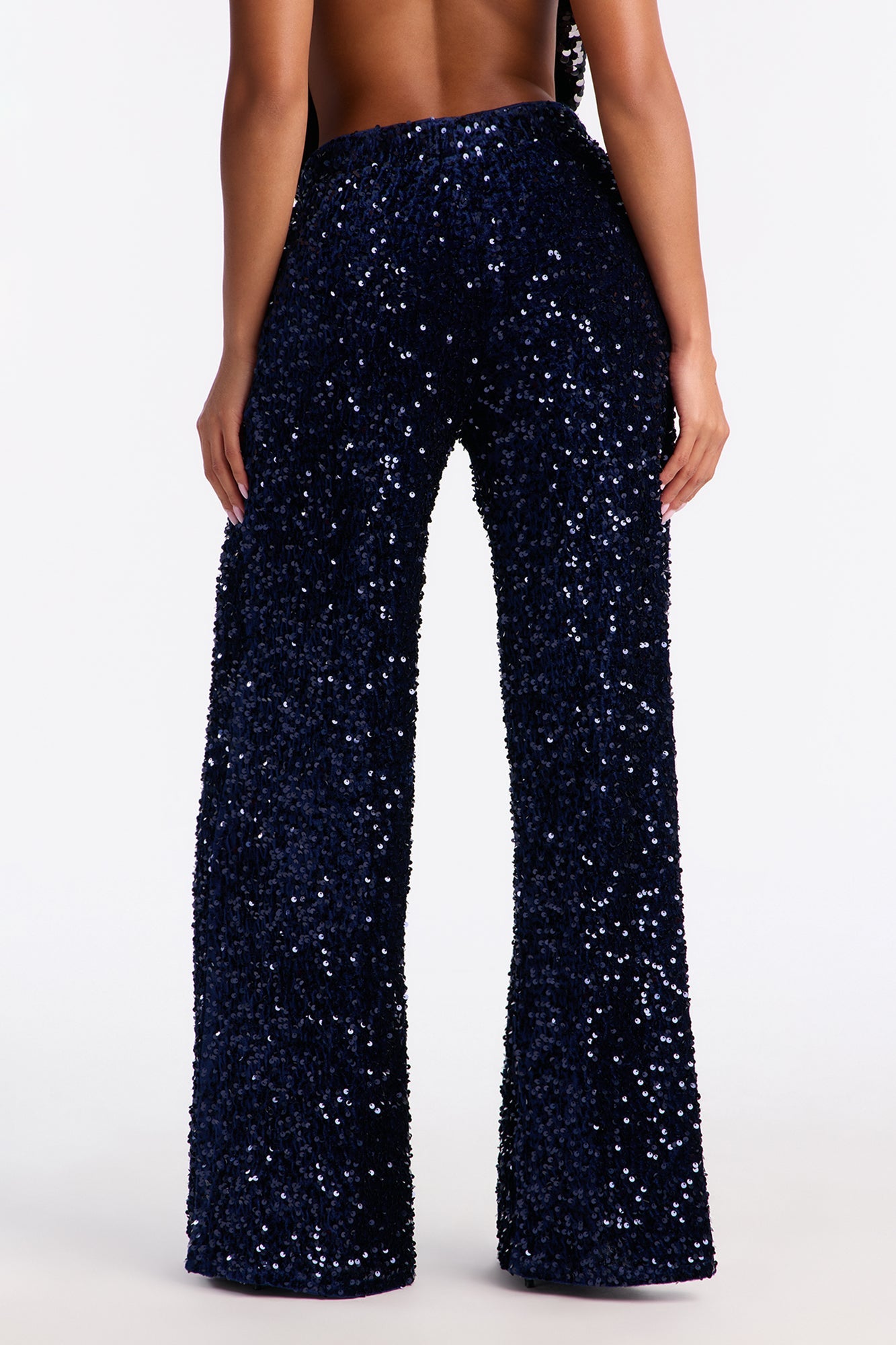 Aria Sequin Wide Leg Pant 32″ - Midnight Blue