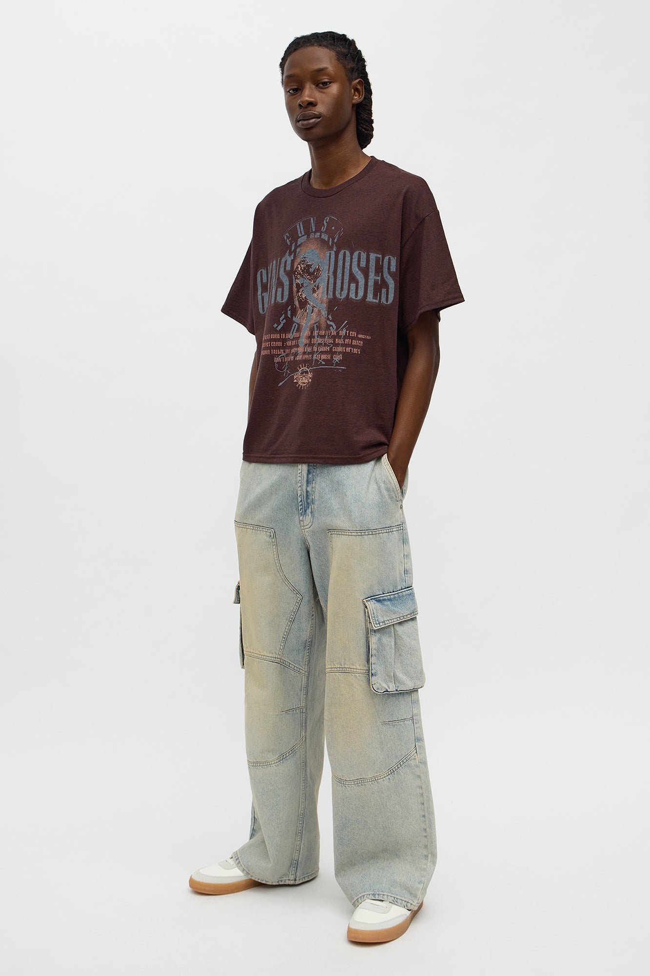 Guns N Roses Dont Cry Oversized Short Sleeve Tee - Brown