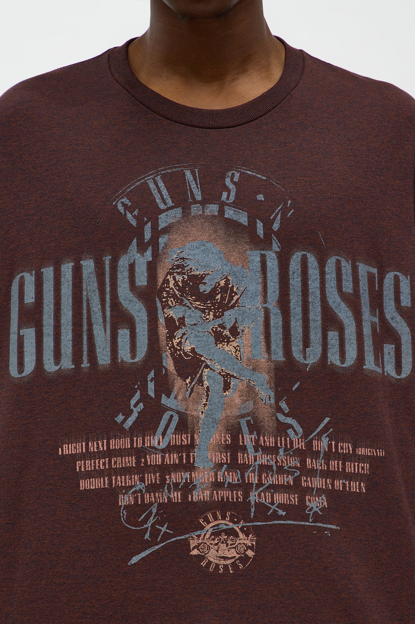 Guns N Roses Dont Cry Oversized Short Sleeve Tee - Brown