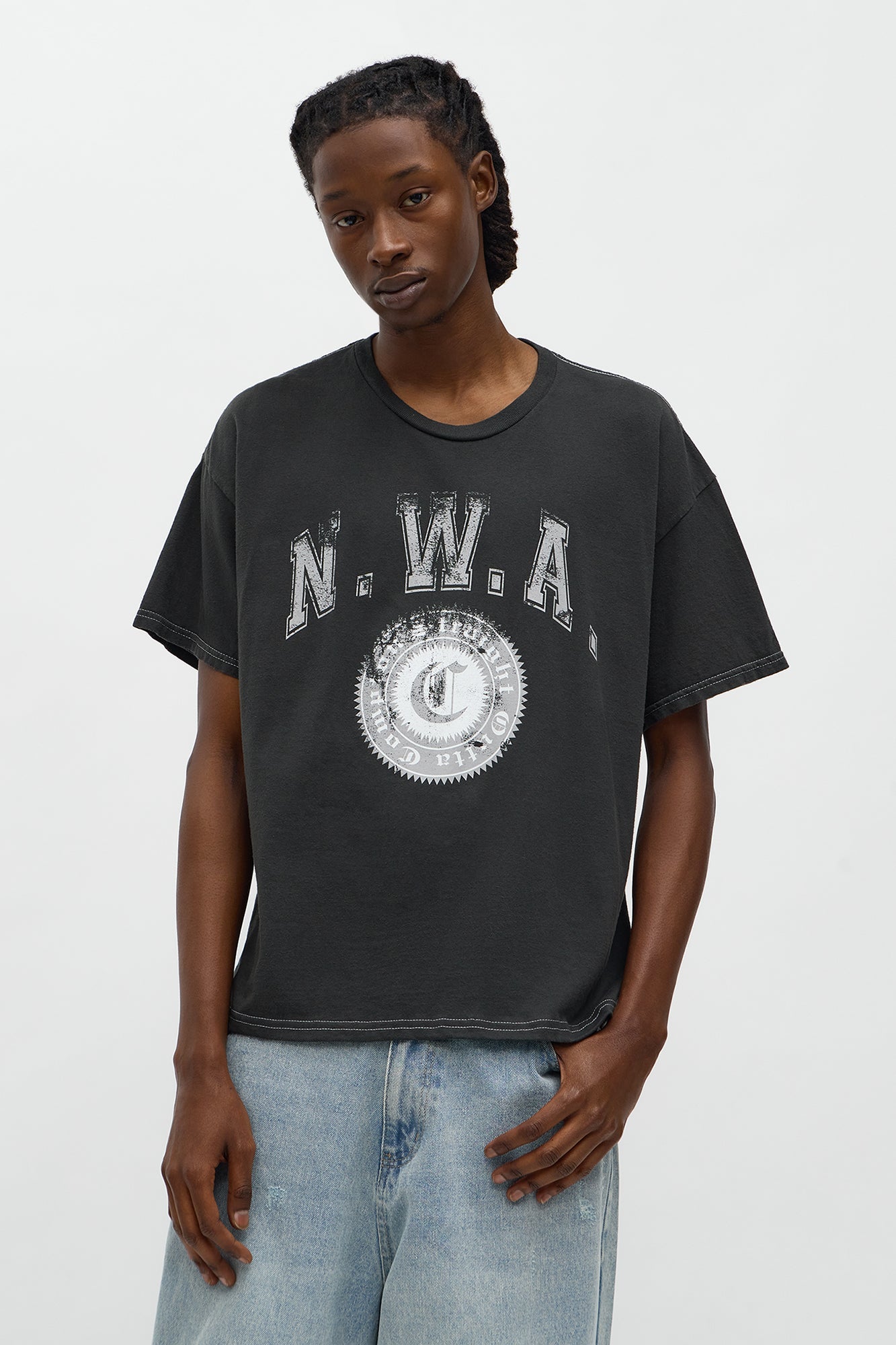 NWA Straight Outta Compton Boxy Short Sleeve Tee - Black