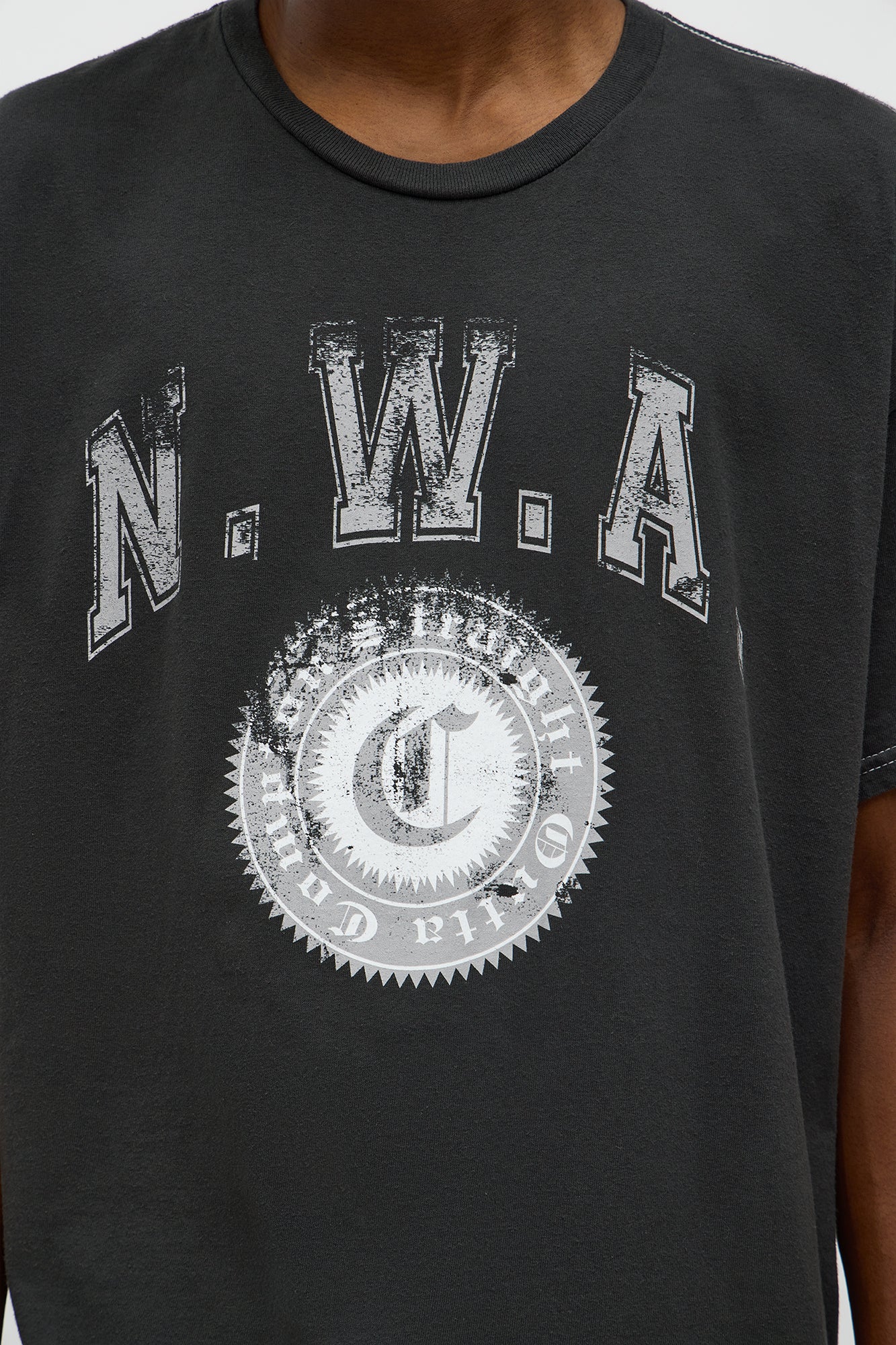 NWA Straight Outta Compton Boxy Short Sleeve Tee - Black