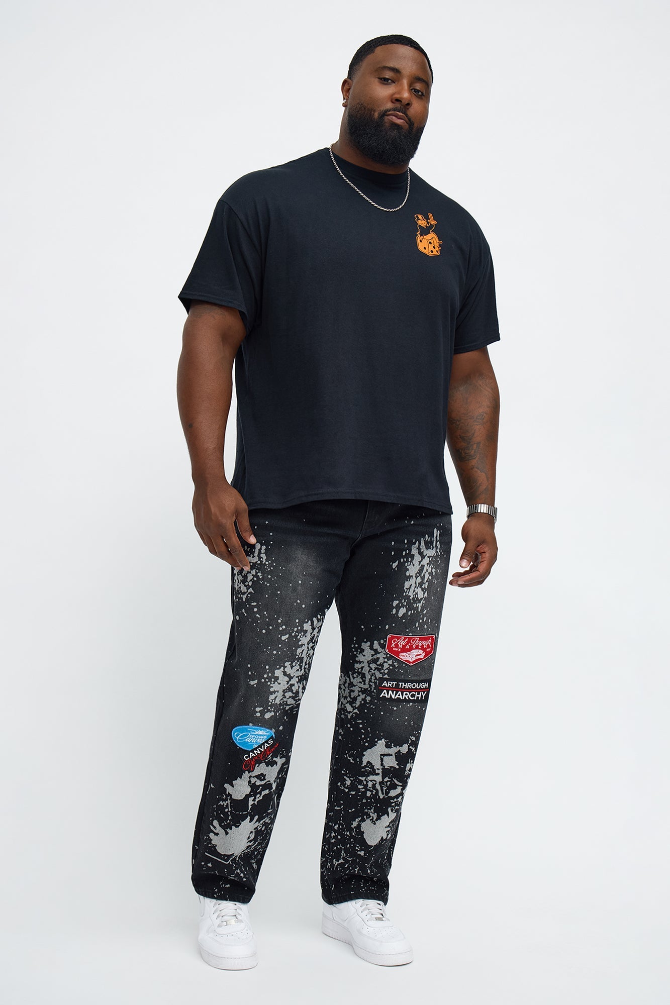 Straight Through Anarchy Patched Jean - Black Wash