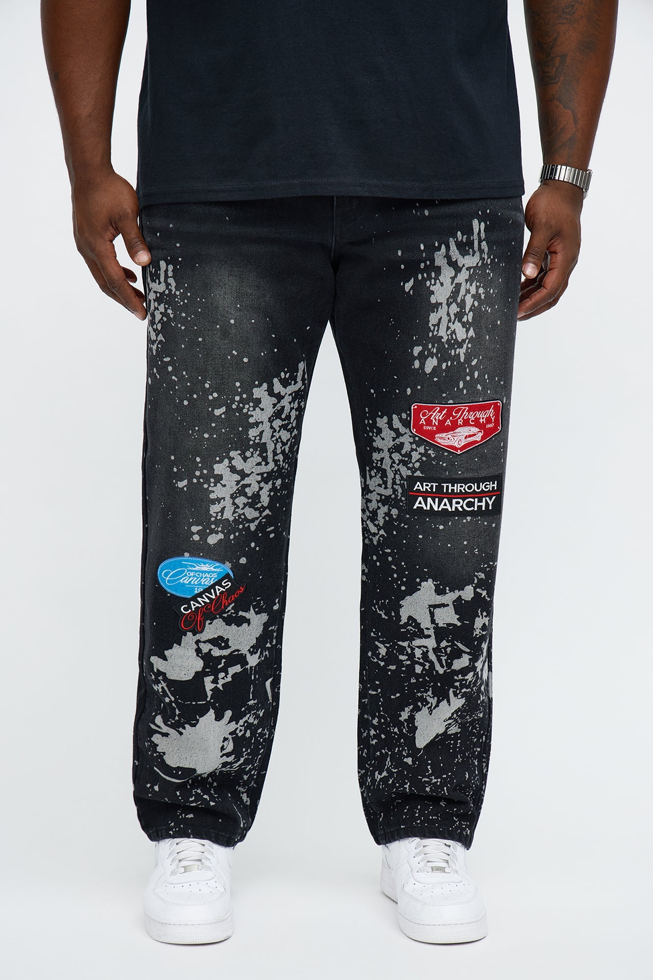 Straight Through Anarchy Patched Jean - Black Wash