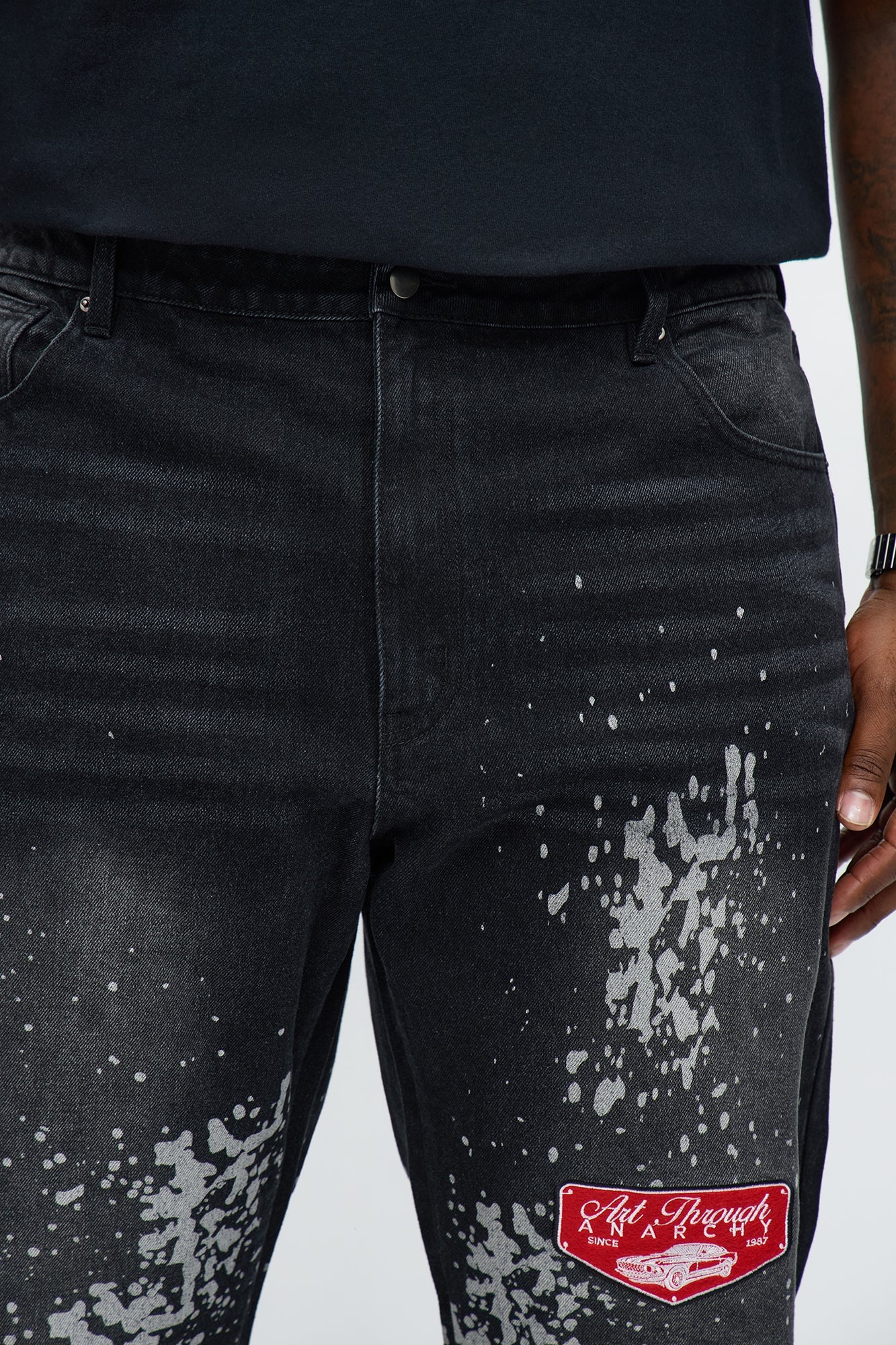 Straight Through Anarchy Patched Jean - Black Wash