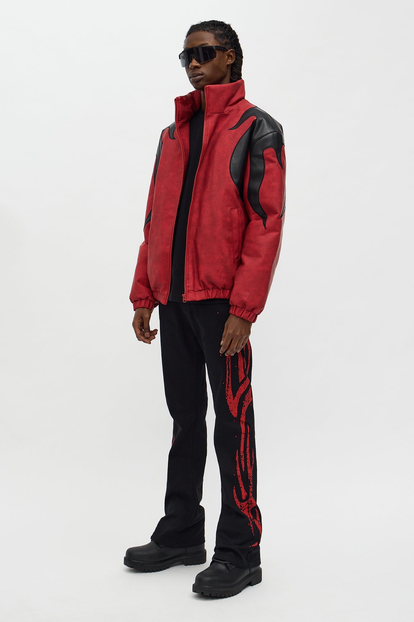 Stacked Skinny Flare Rockstar Life Jewel Pant - Black/Red