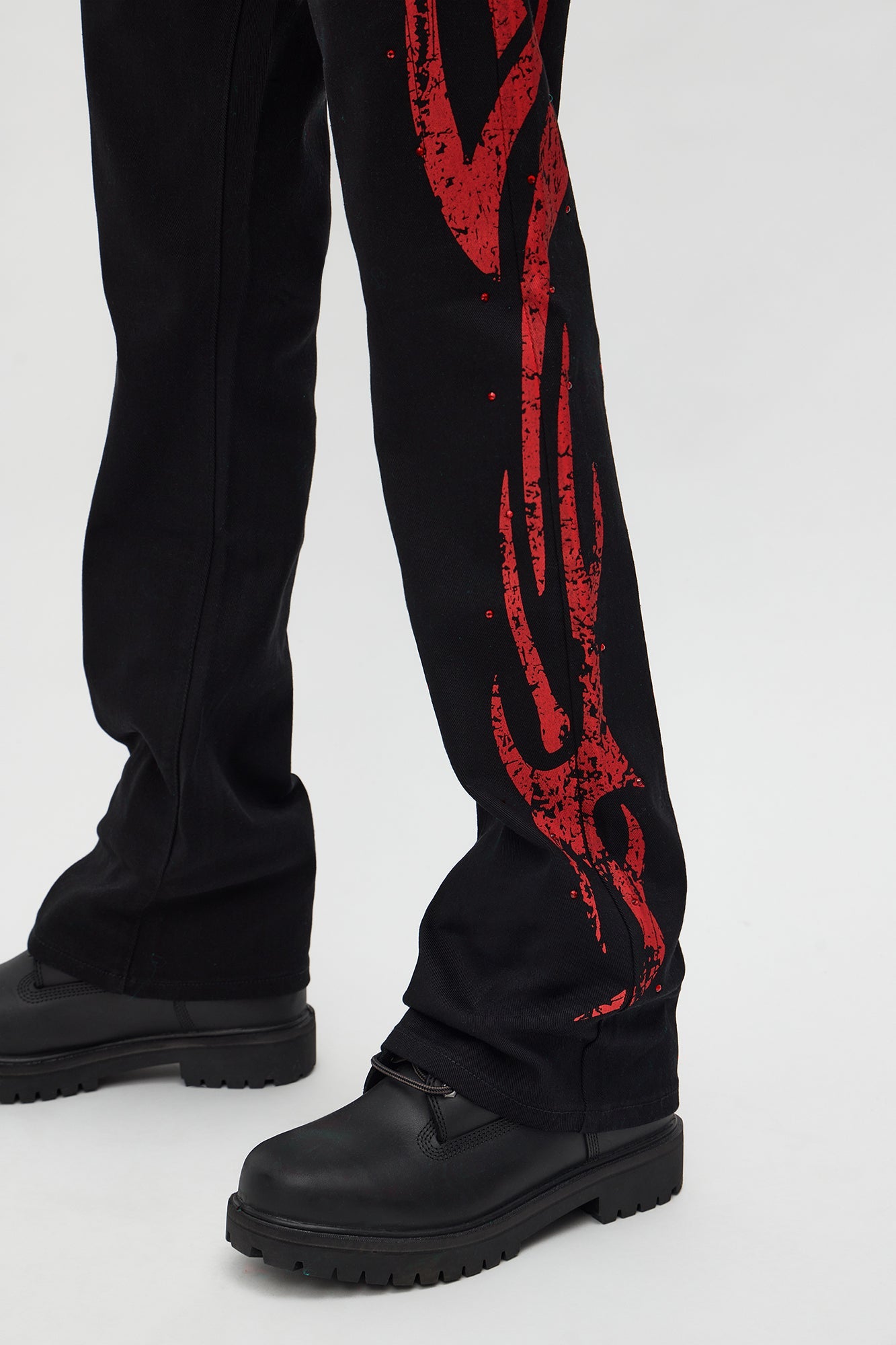 Stacked Skinny Flare Rockstar Life Jewel Pant - Black/Red
