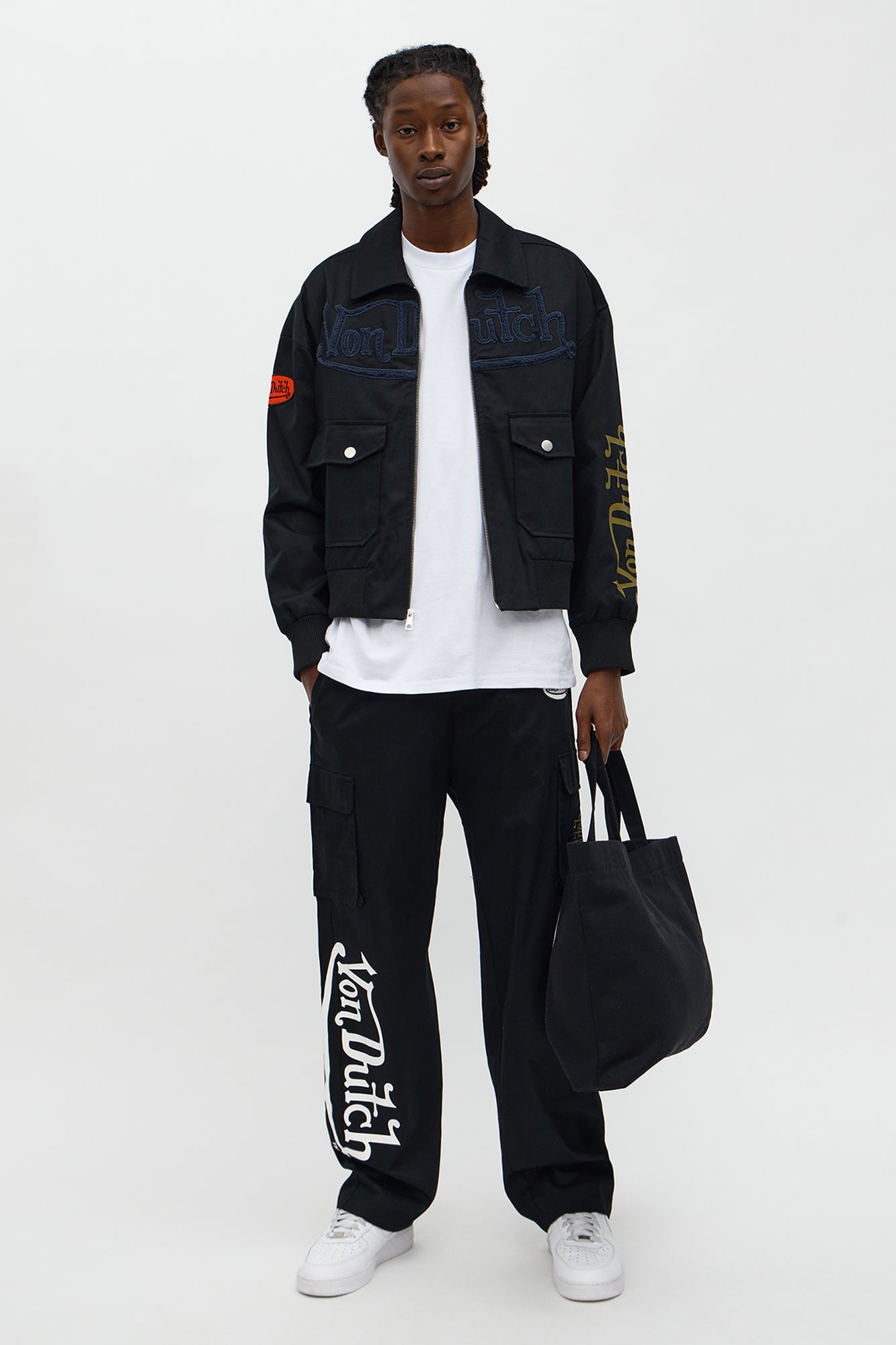 Von Dutch Patch Baggy Cargo Pants - Black