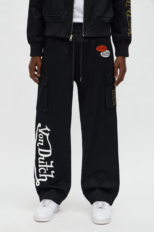 Von Dutch Patch Baggy Cargo Pants - Black