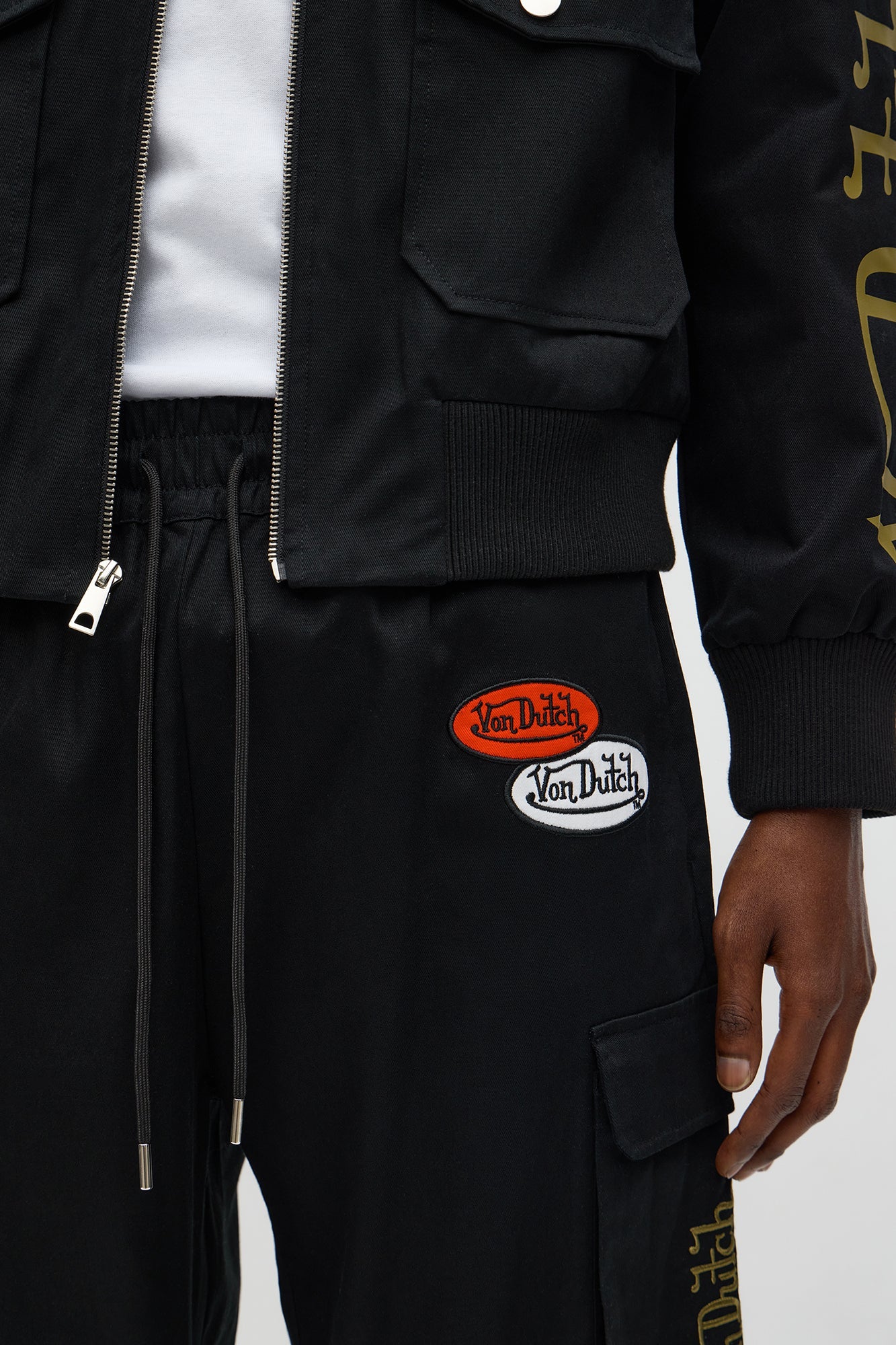 Von Dutch Patch Baggy Cargo Pants - Black