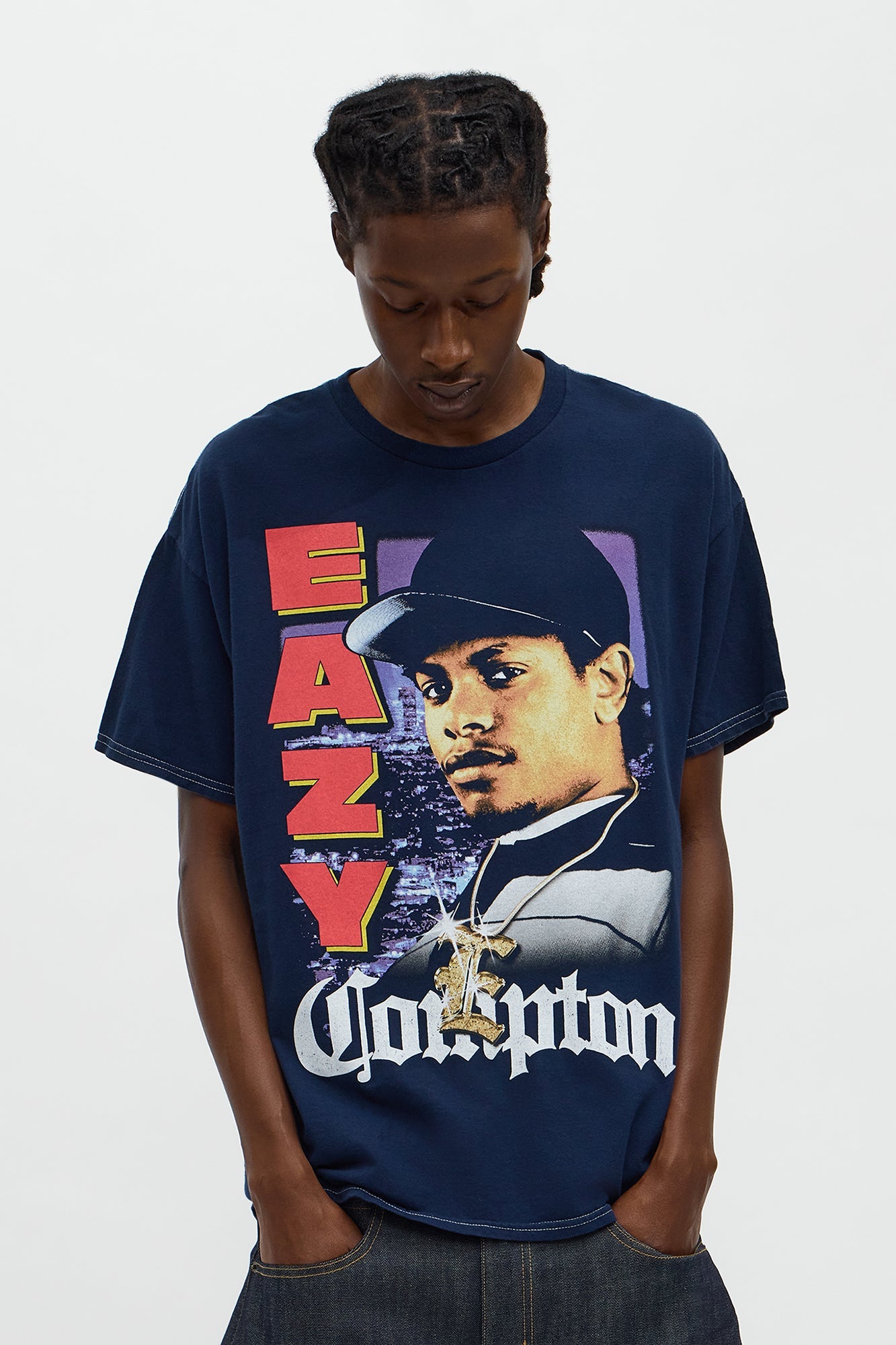 Eazy E Compton Boxy Short Sleeve Tee - Navy