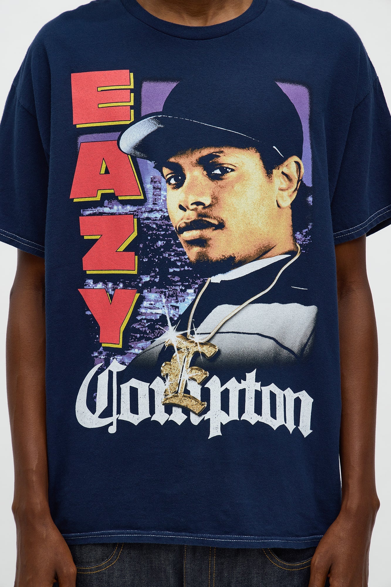Eazy E Compton Boxy Short Sleeve Tee - Navy