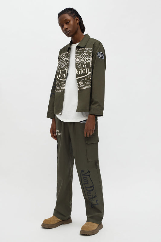 Von Dutch Winged Eye Baggy Cargo Pant - Olive/combo