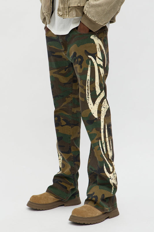 Stacked Skinny Flare Rockstar Life Jewel Camo Pant - Camouflage