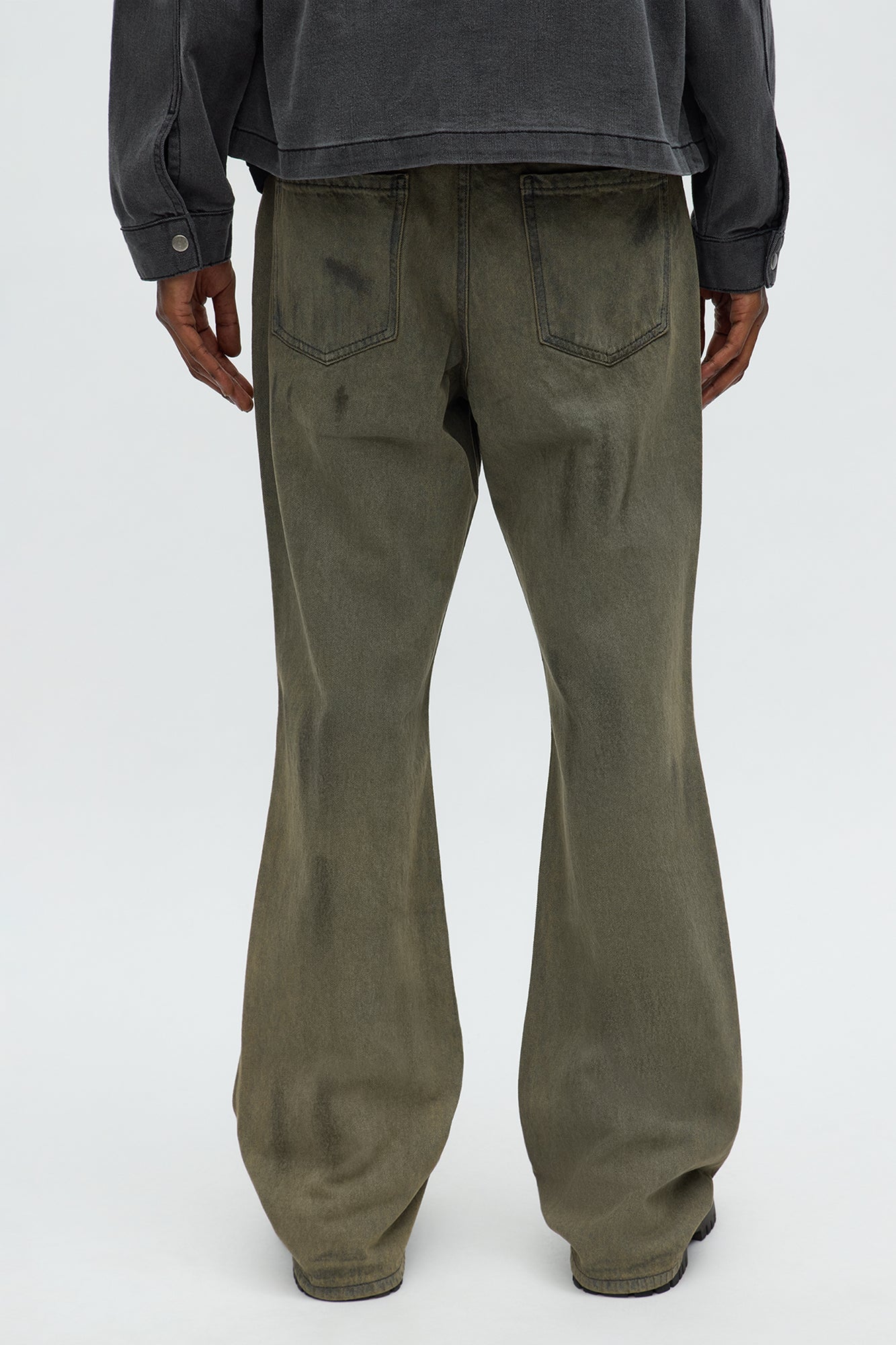 Stacked Slim Flare Dune Jean - Olive
