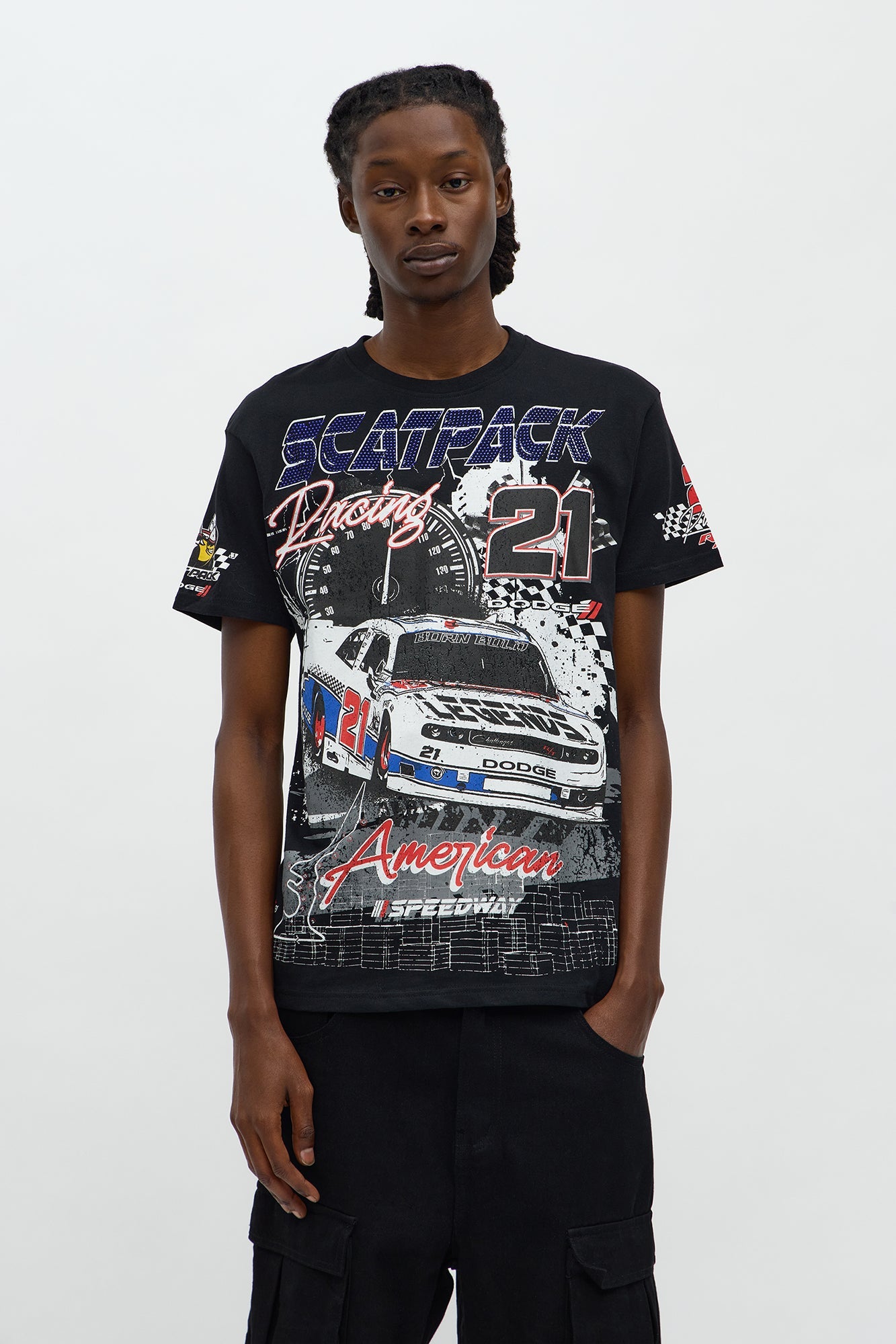 Dodge Scatpack American Racing Short Sleeve Tee - Black