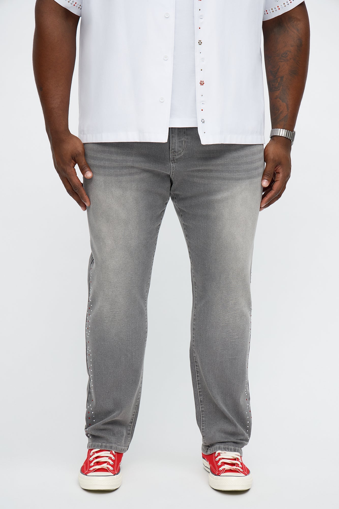 Slim Next Level Side Studded Jean - Grey