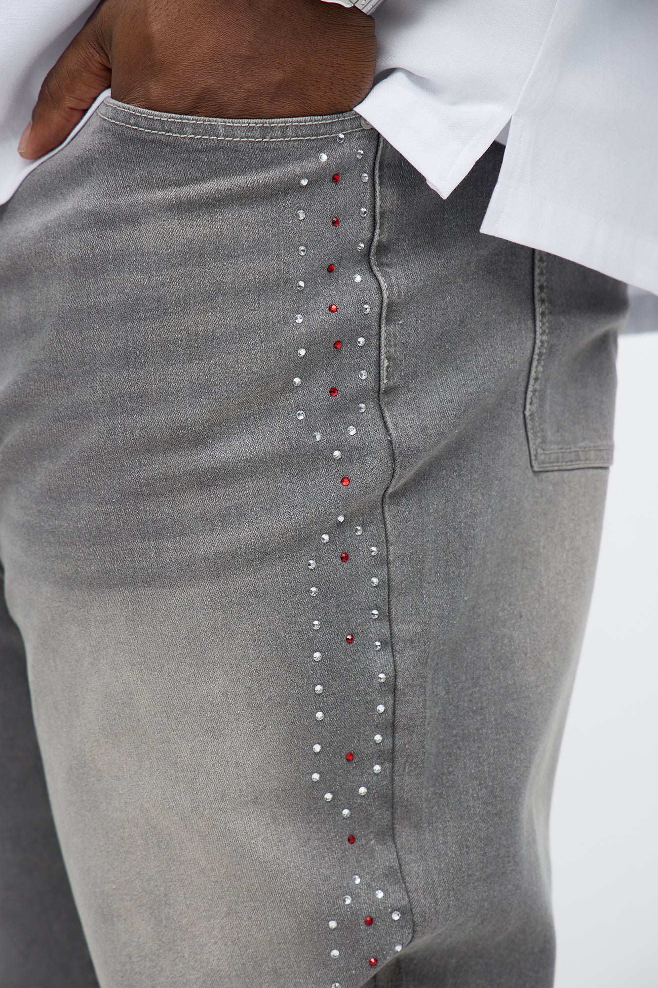 Slim Next Level Side Studded Jean - Grey