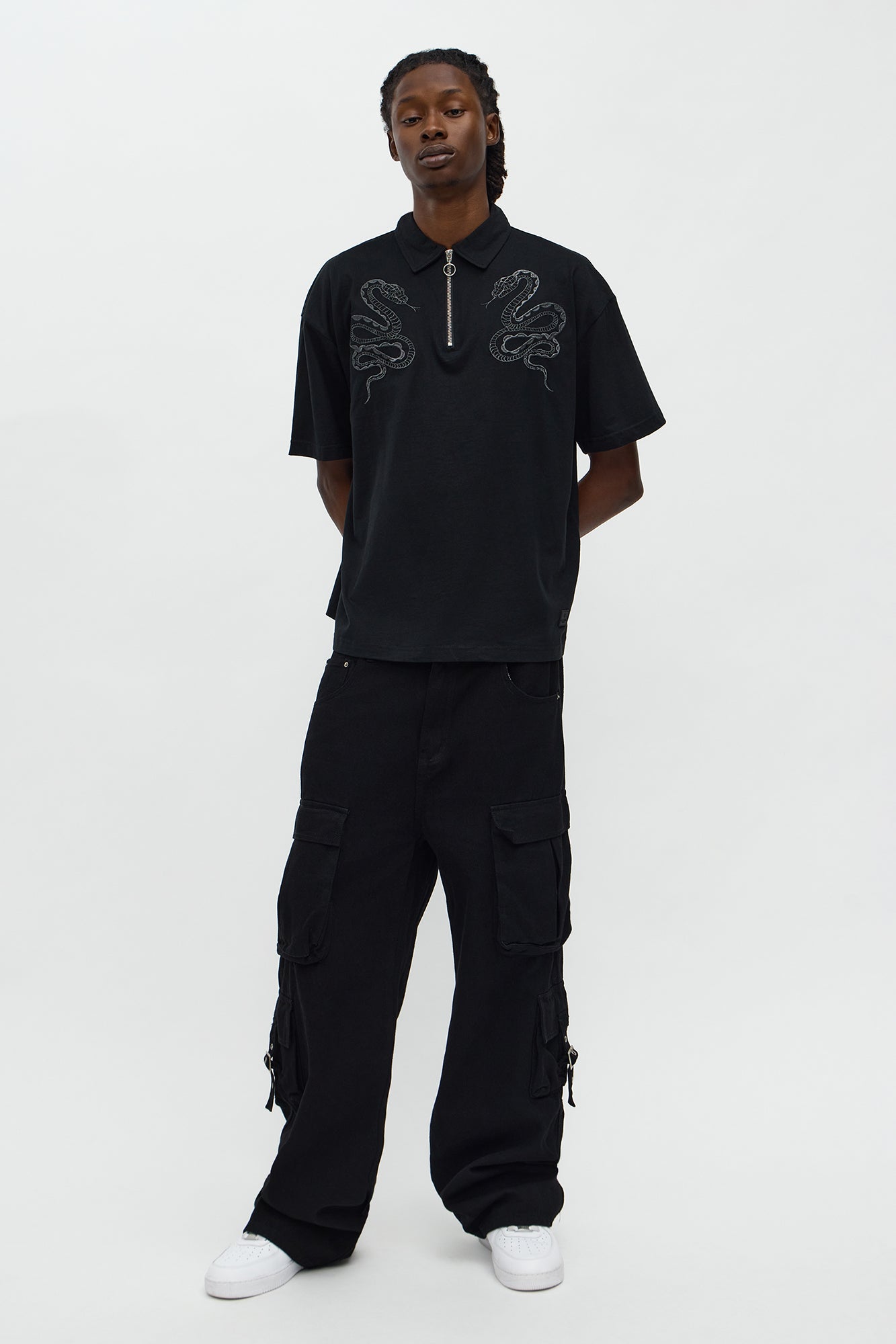 Saintz Zip Up Polo - Black
