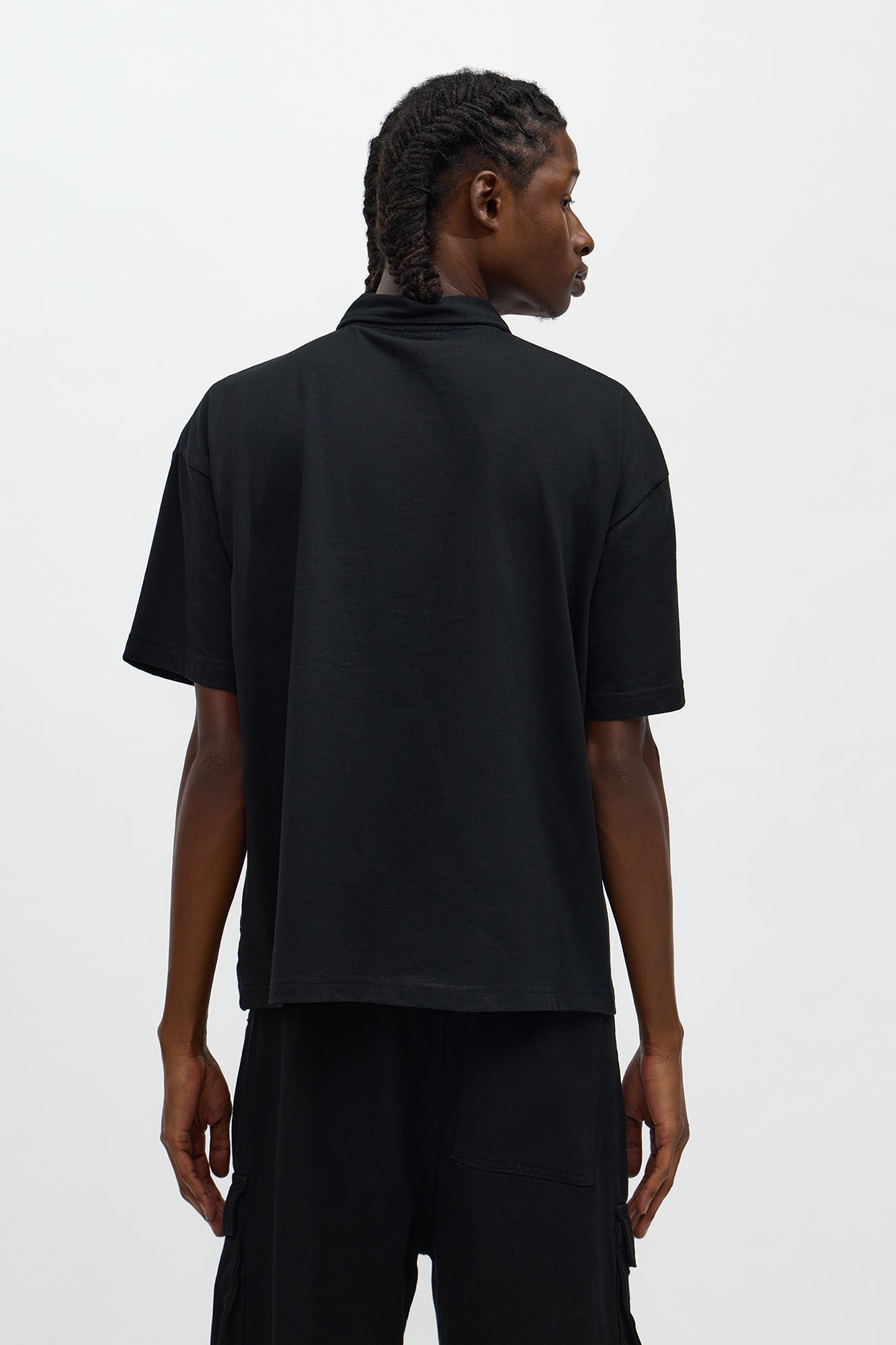 Saintz Zip Up Polo - Black