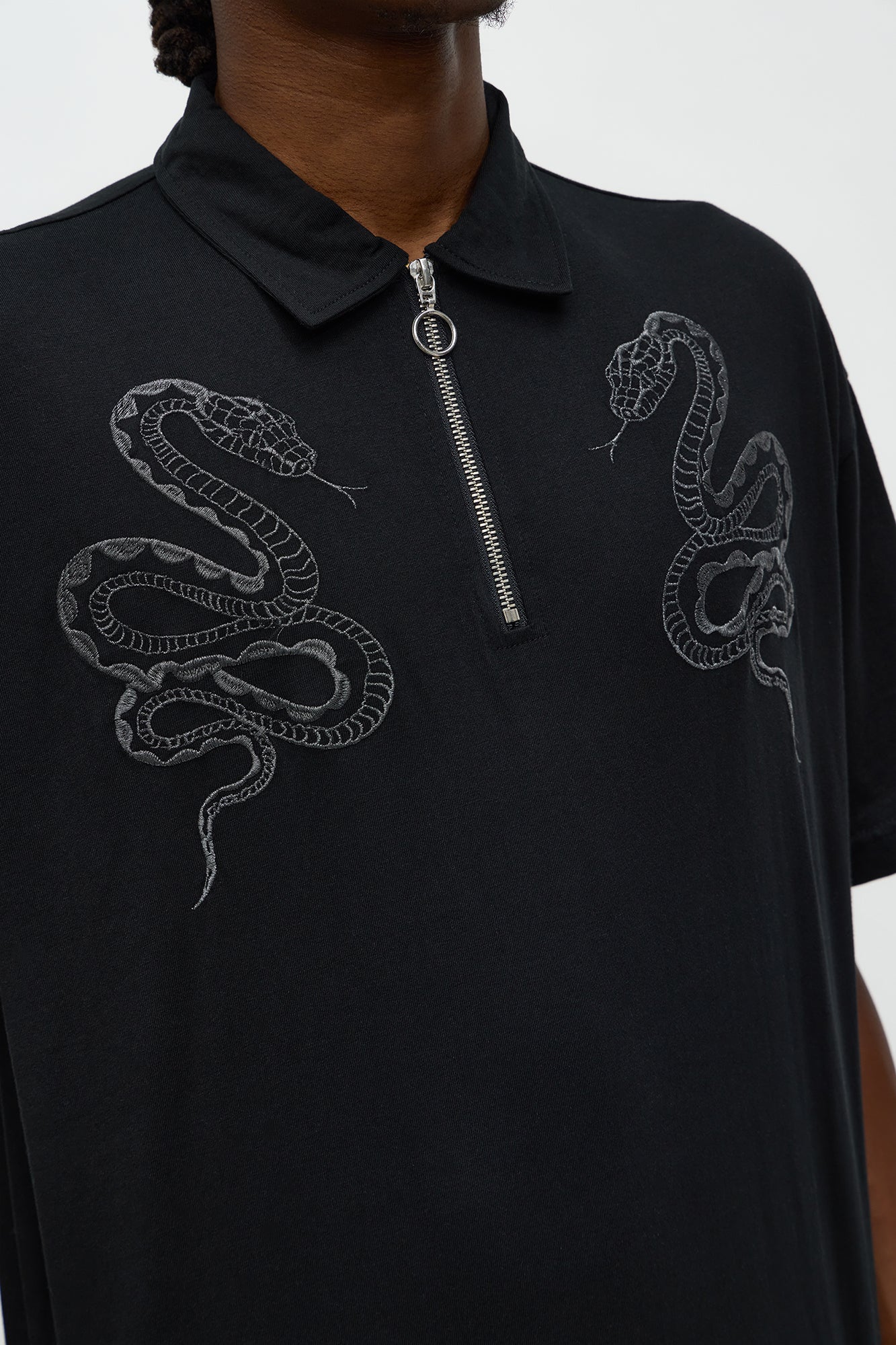 Saintz Zip Up Polo - Black