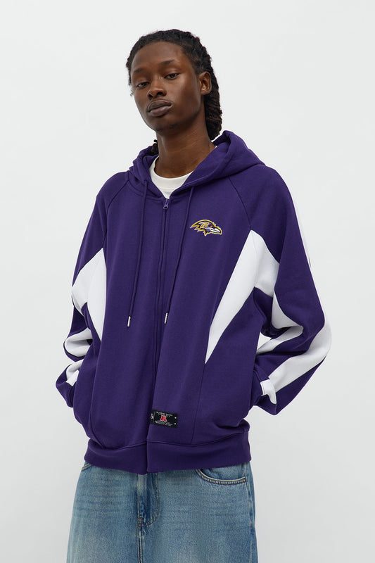 Ravens Monster Oversized Zip Up Hoodie - Purple