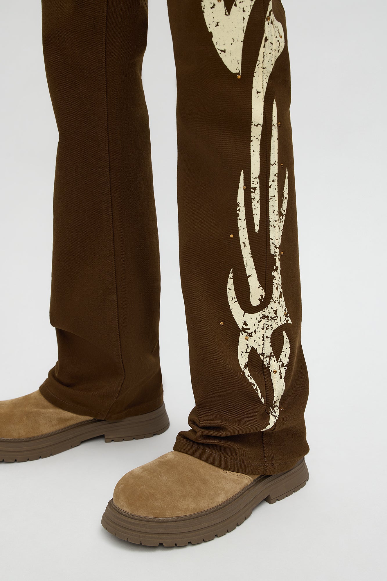 Stacked Skinny Flare Rockstar Life Jewel Pant - Brown