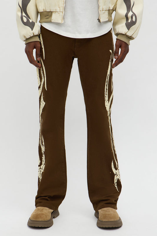 Stacked Skinny Flare Rockstar Life Jewel Pant - Brown