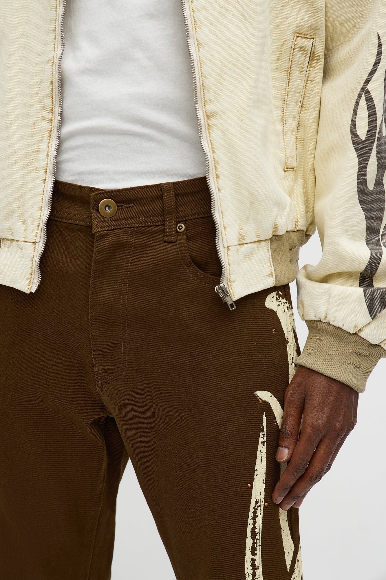 Stacked Skinny Flare Rockstar Life Jewel Pant - Brown