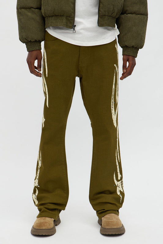 Stacked Skinny Flare Rockstar Life Jewel Pant - Olive