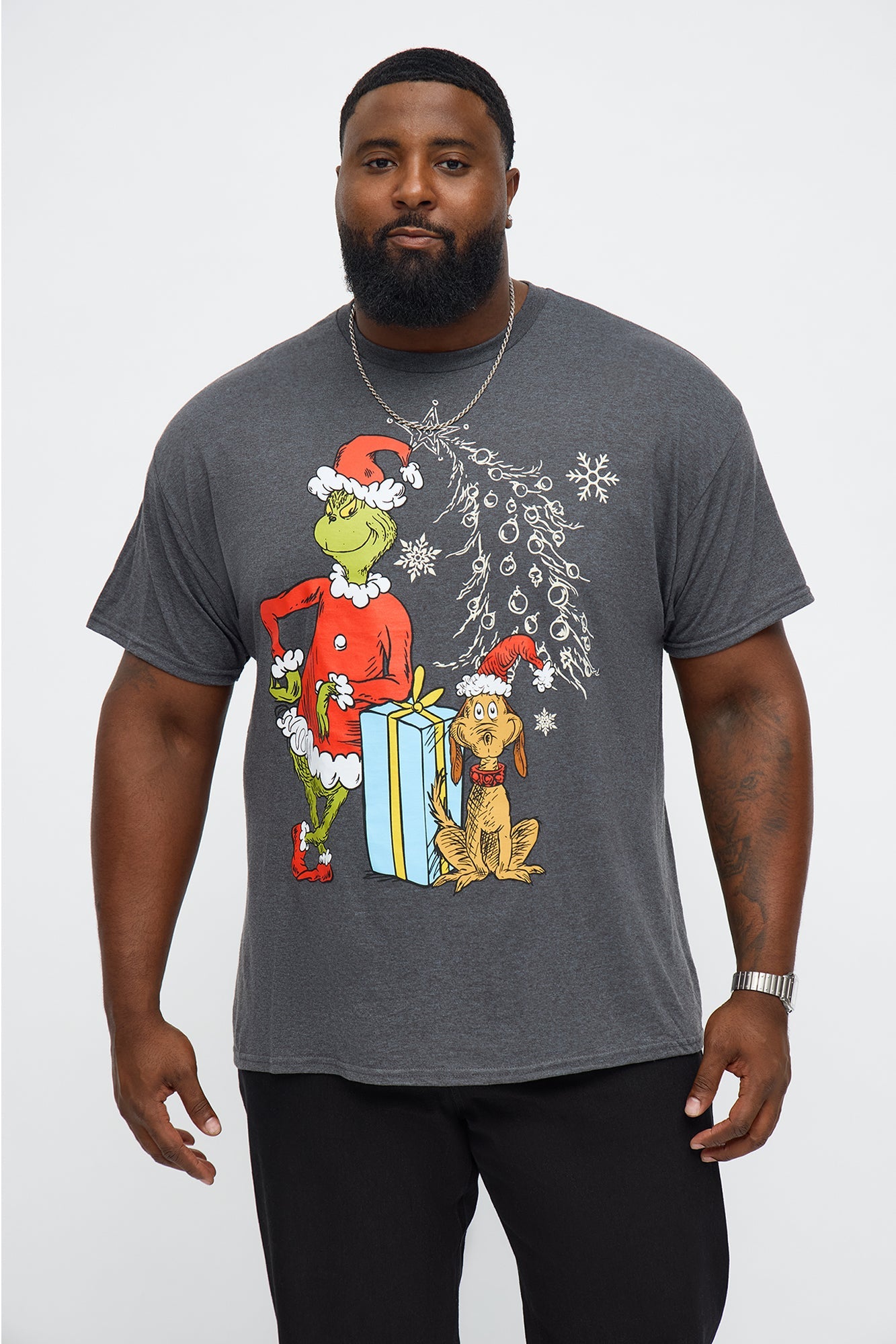How The Grinch Stole Christmas And Max The Dog Short Sleeve Tee - Charcoal