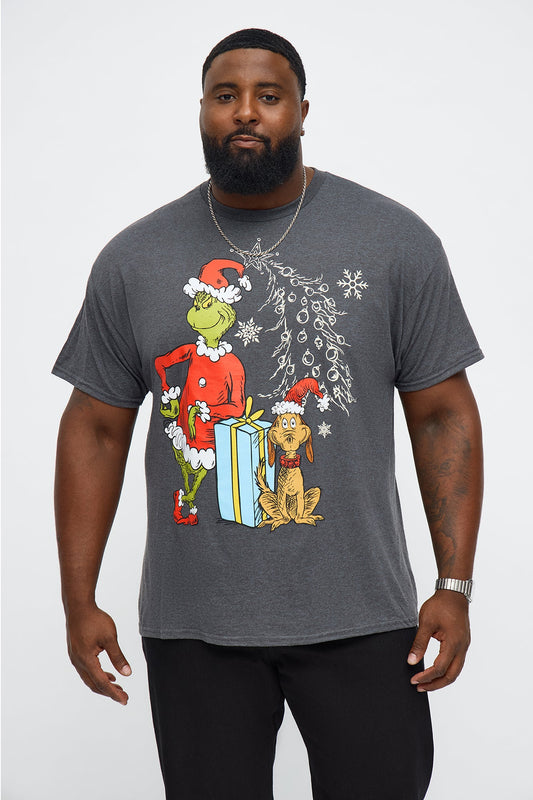 How The Grinch Stole Christmas And Max The Dog Short Sleeve Tee - Charcoal