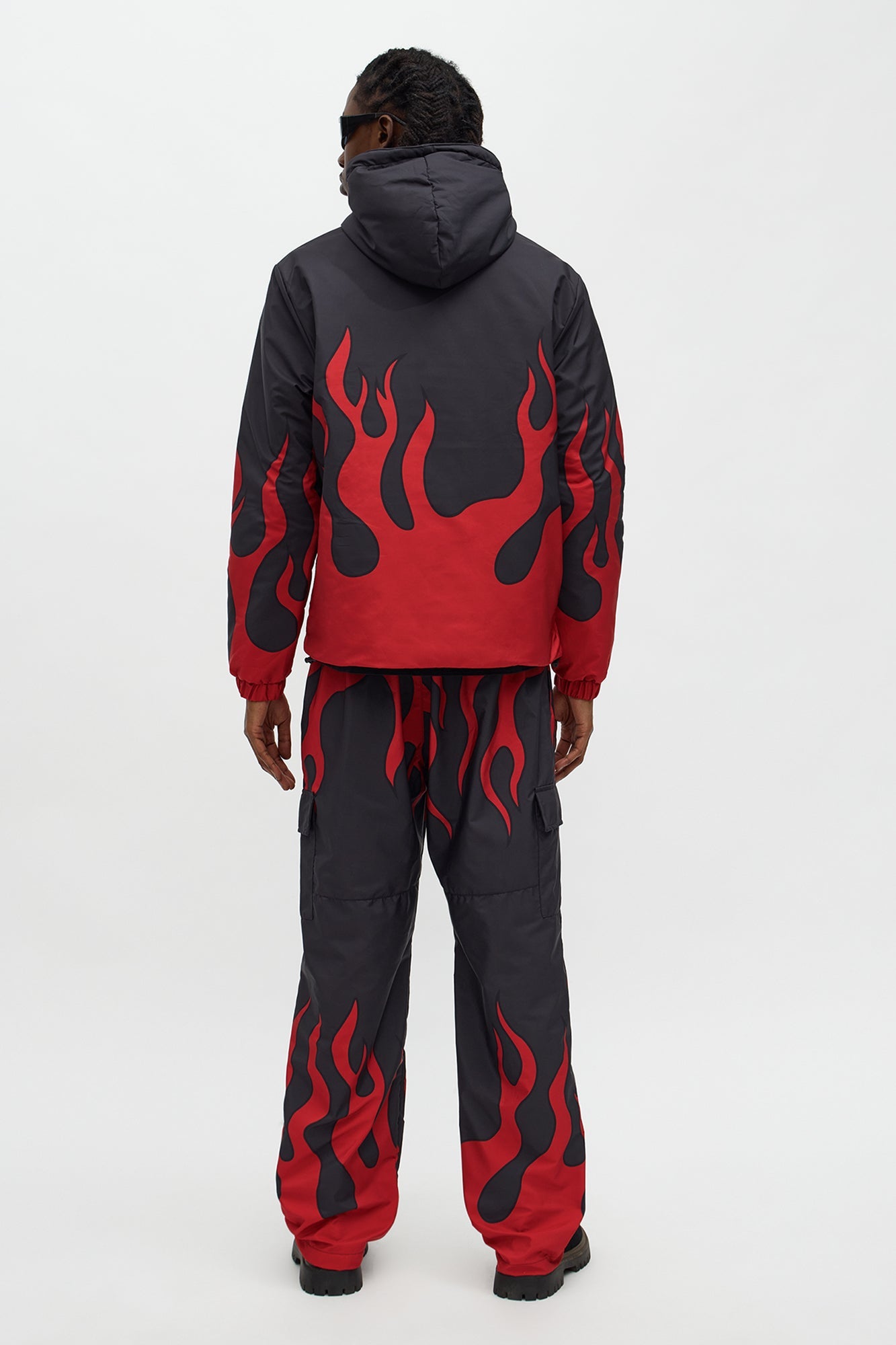 Straight Chase Flame Cargo Nylon Pant - Red/combo
