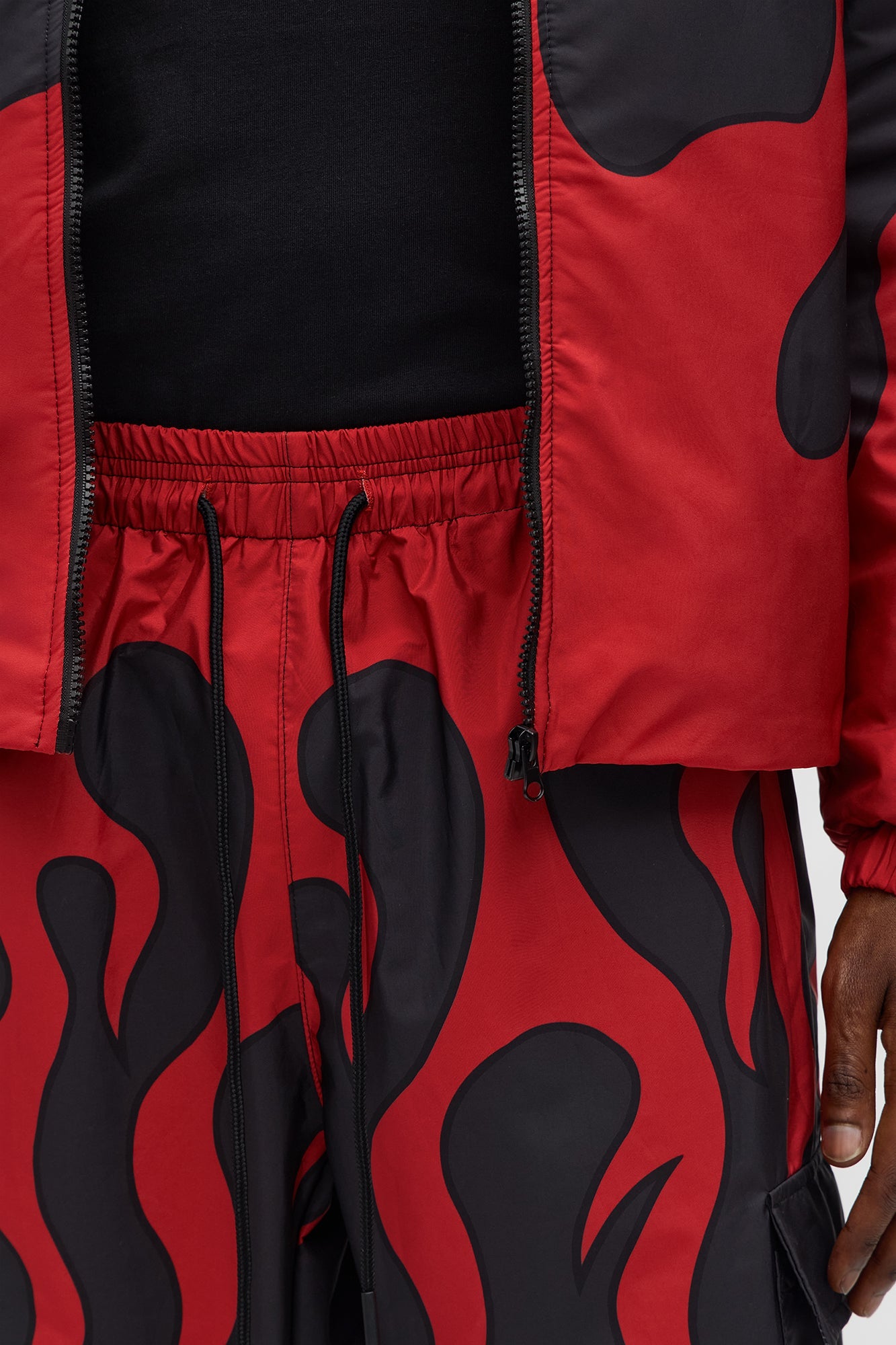 Straight Chase Flame Cargo Nylon Pant - Red/combo