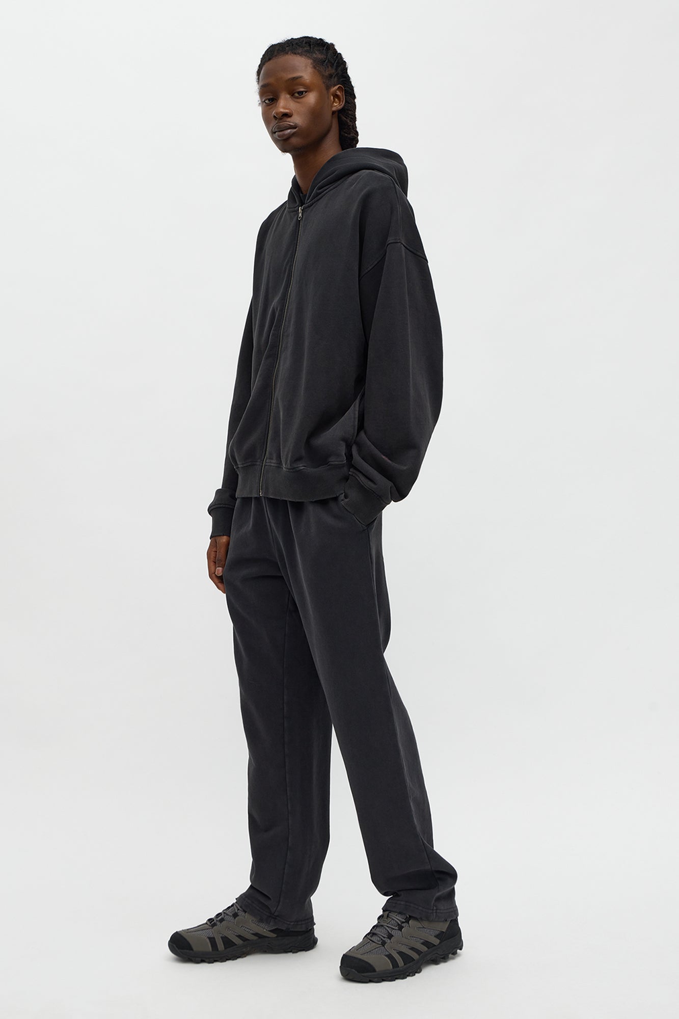 Heavyweight Vintage Washed French Terry Sweatpants - Black Wash