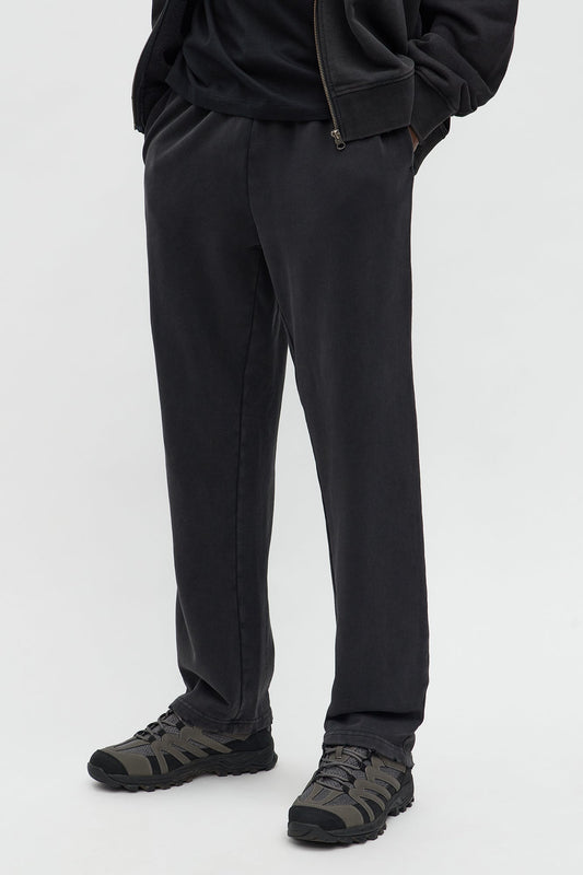 Heavyweight Vintage Washed French Terry Sweatpants - Black Wash