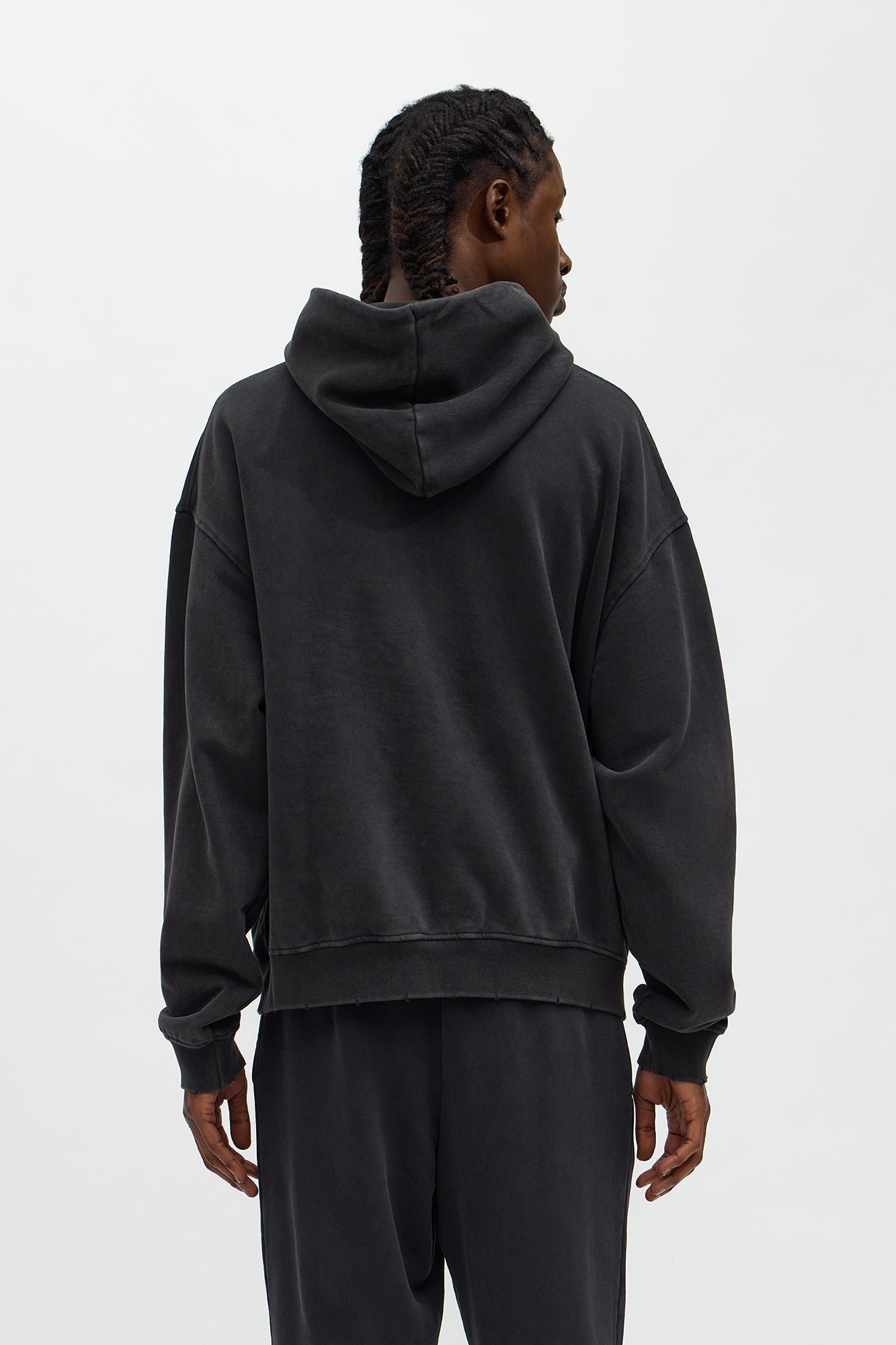 Oversized Heavyweight Vintage Washed French Terry Hoodie - Black Wash