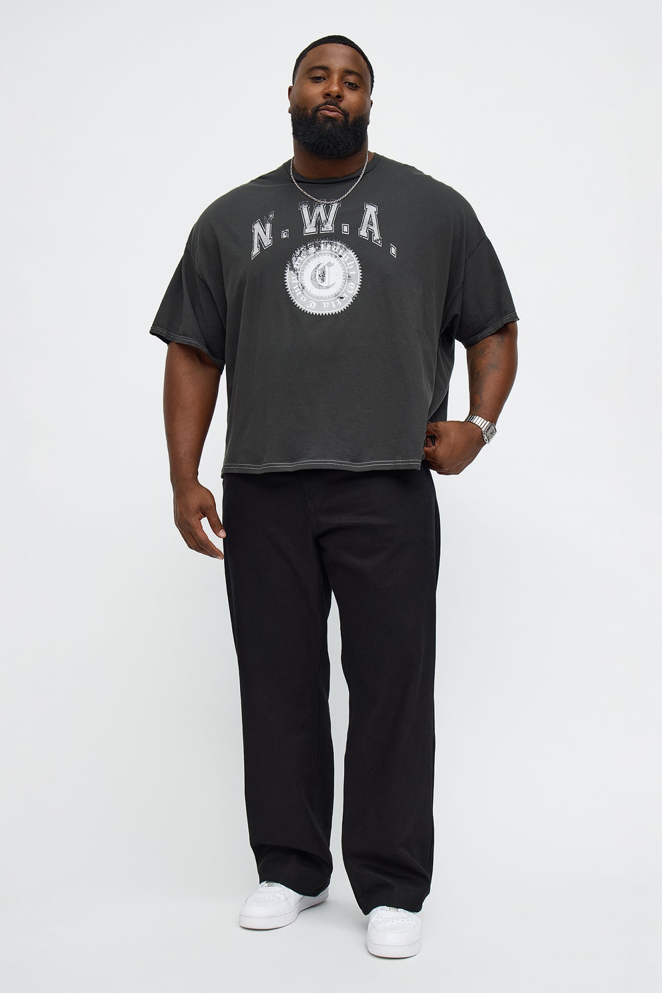 NWA Straight Outta Compton Boxy Short Sleeve Tee - Black