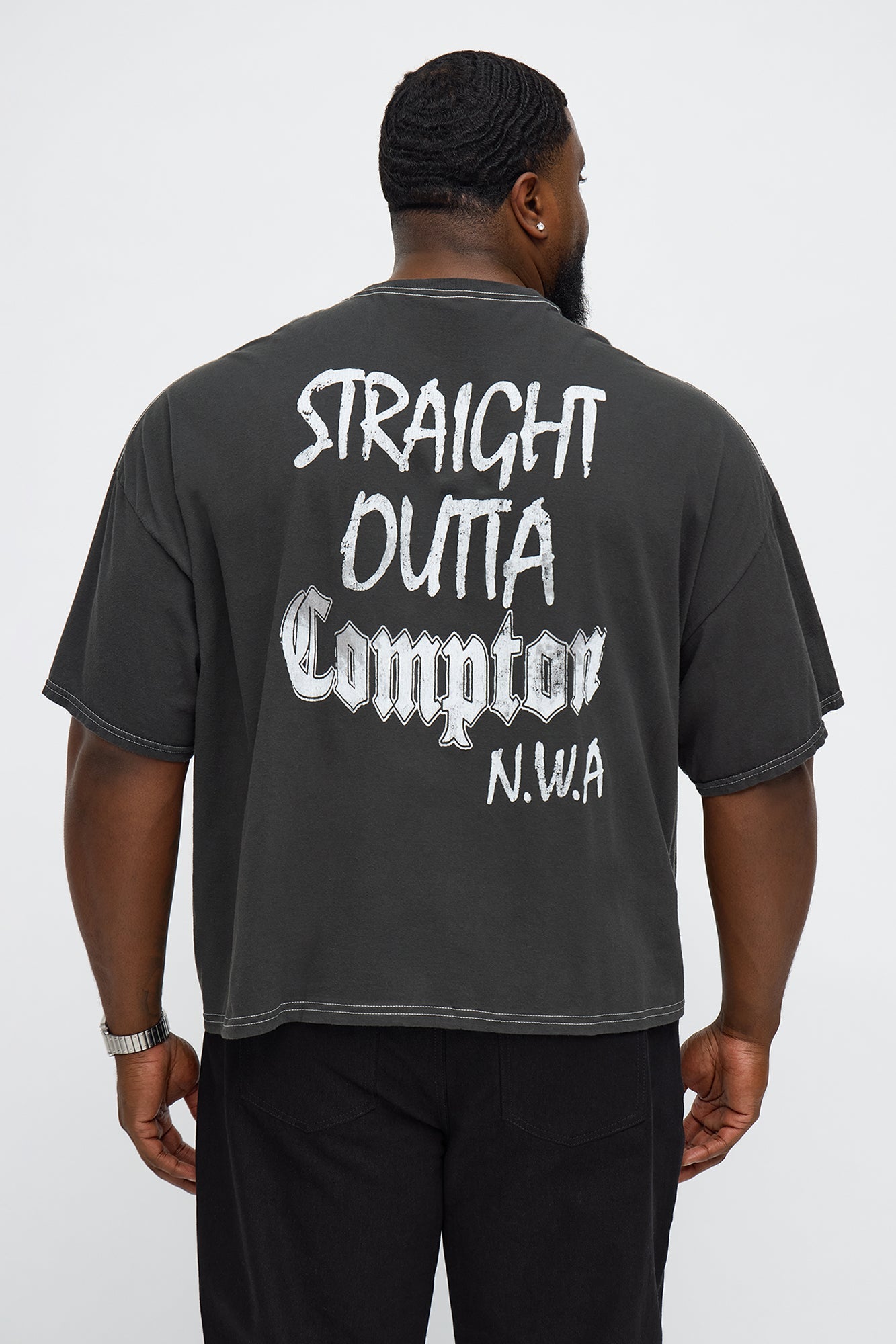 NWA Straight Outta Compton Boxy Short Sleeve Tee - Black