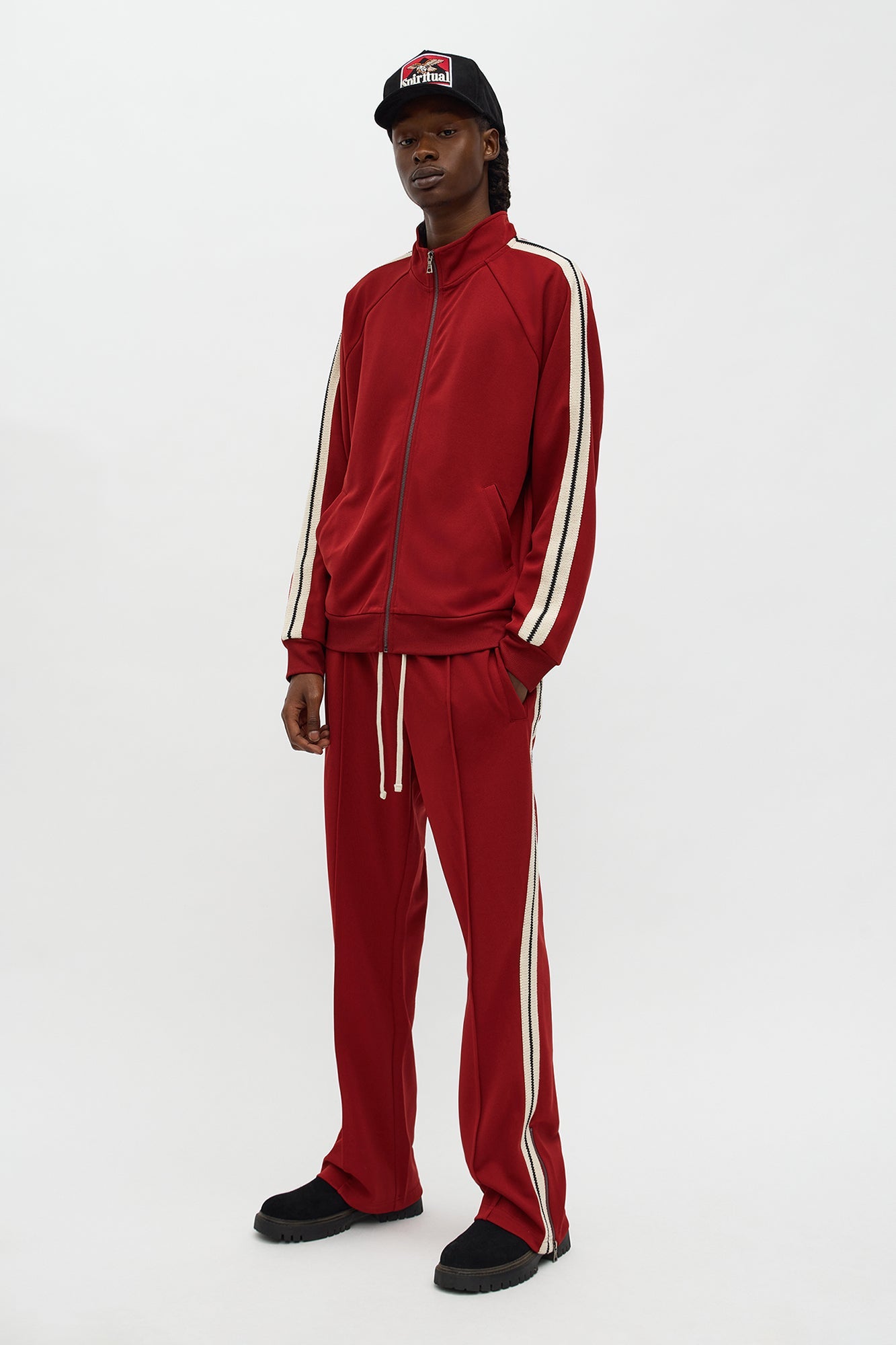 Dennis Slim Flare Track Pant - Burgundy